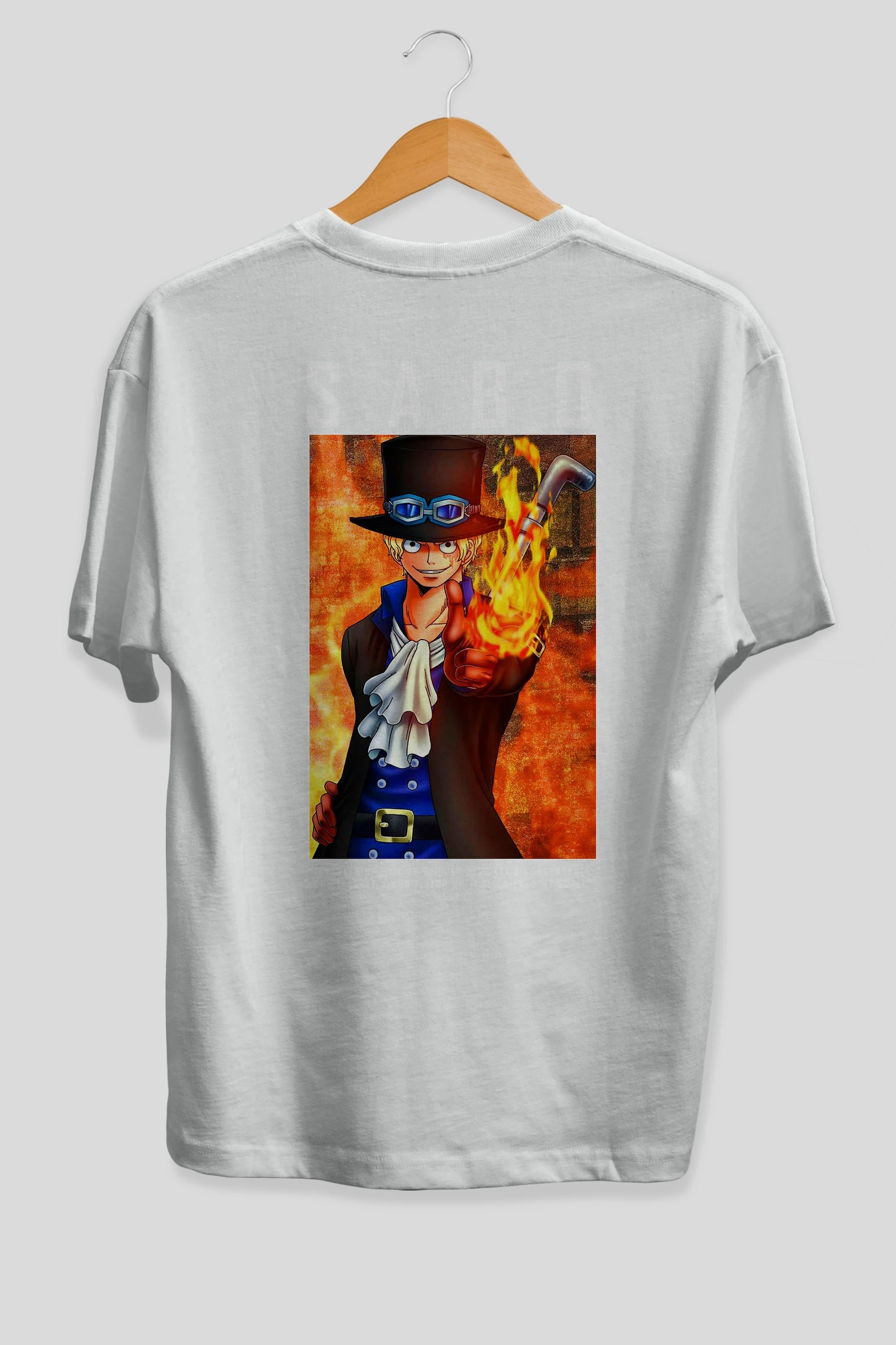 Sabo Anime Arka Baskılı Oversize t-shirt Erkek Kadın Unisex %100 pamuk tişort