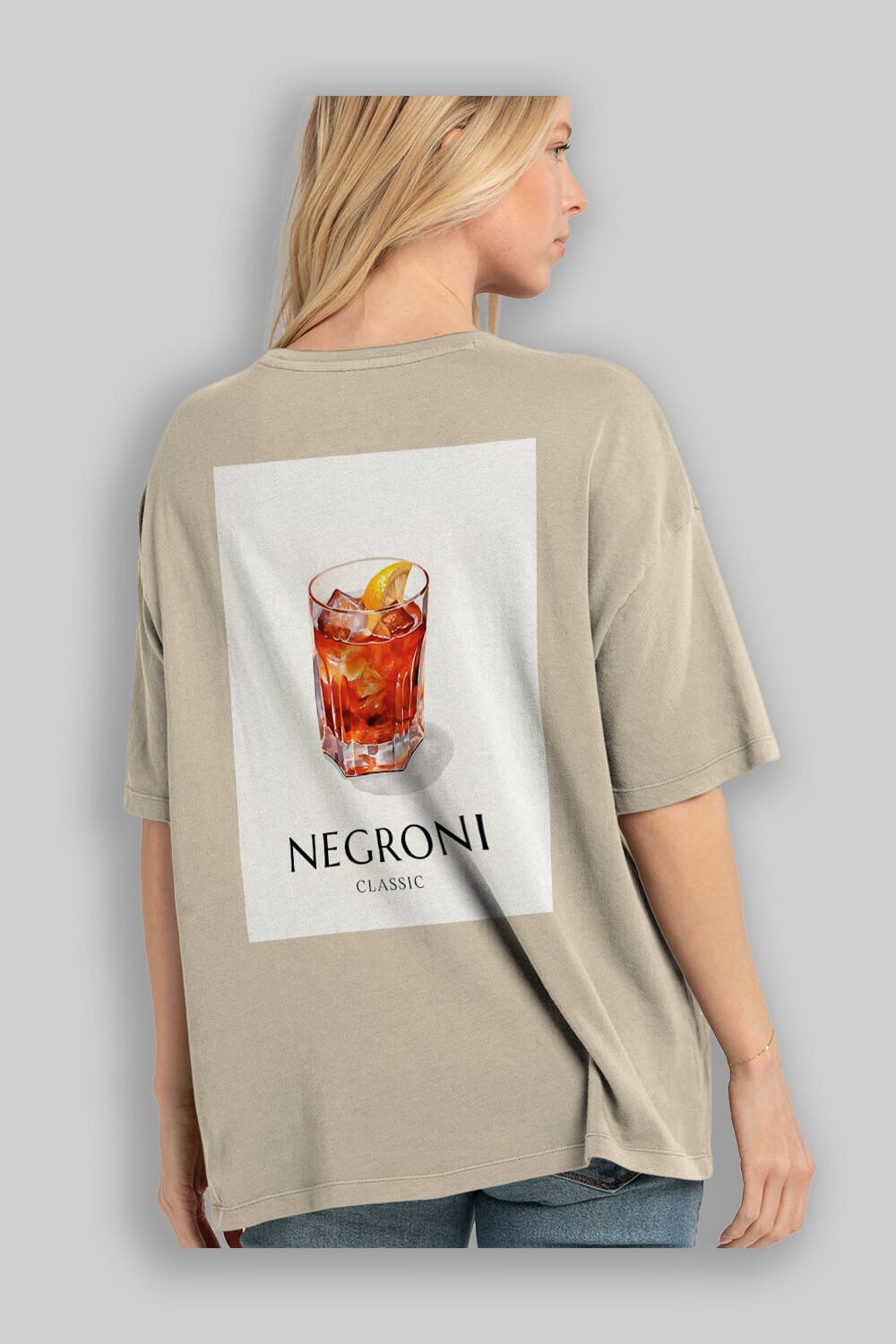 Negroni Classic Arka Baskılı Oversize t-shirt Erkek Kadın Unisex %100 Pamuk Bisiklet Yaka tişort