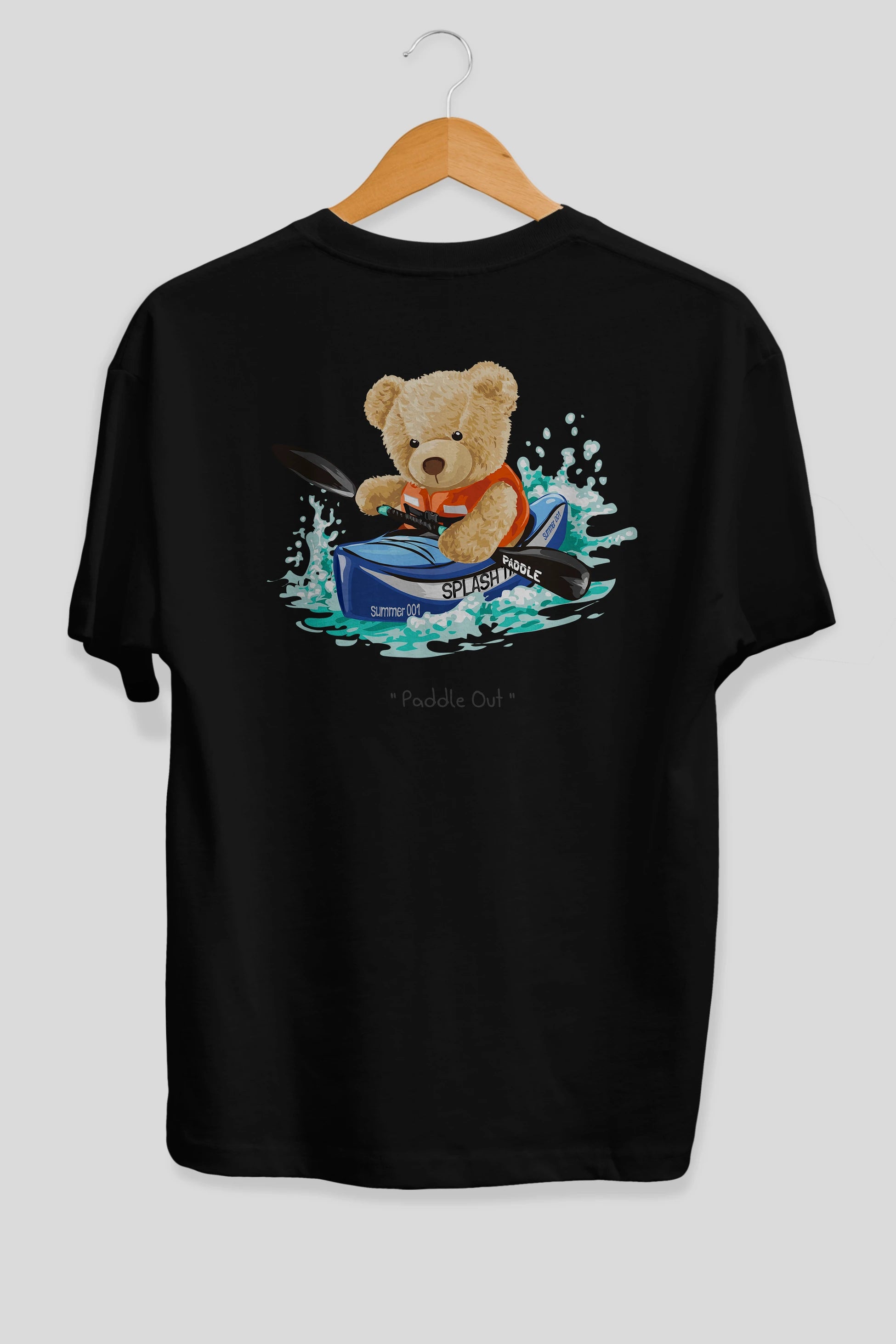 Teddy Bear Paddle Out Arka Baskılı Oversize t-shirt Erkek Kadın Unisex %100 Pamuk