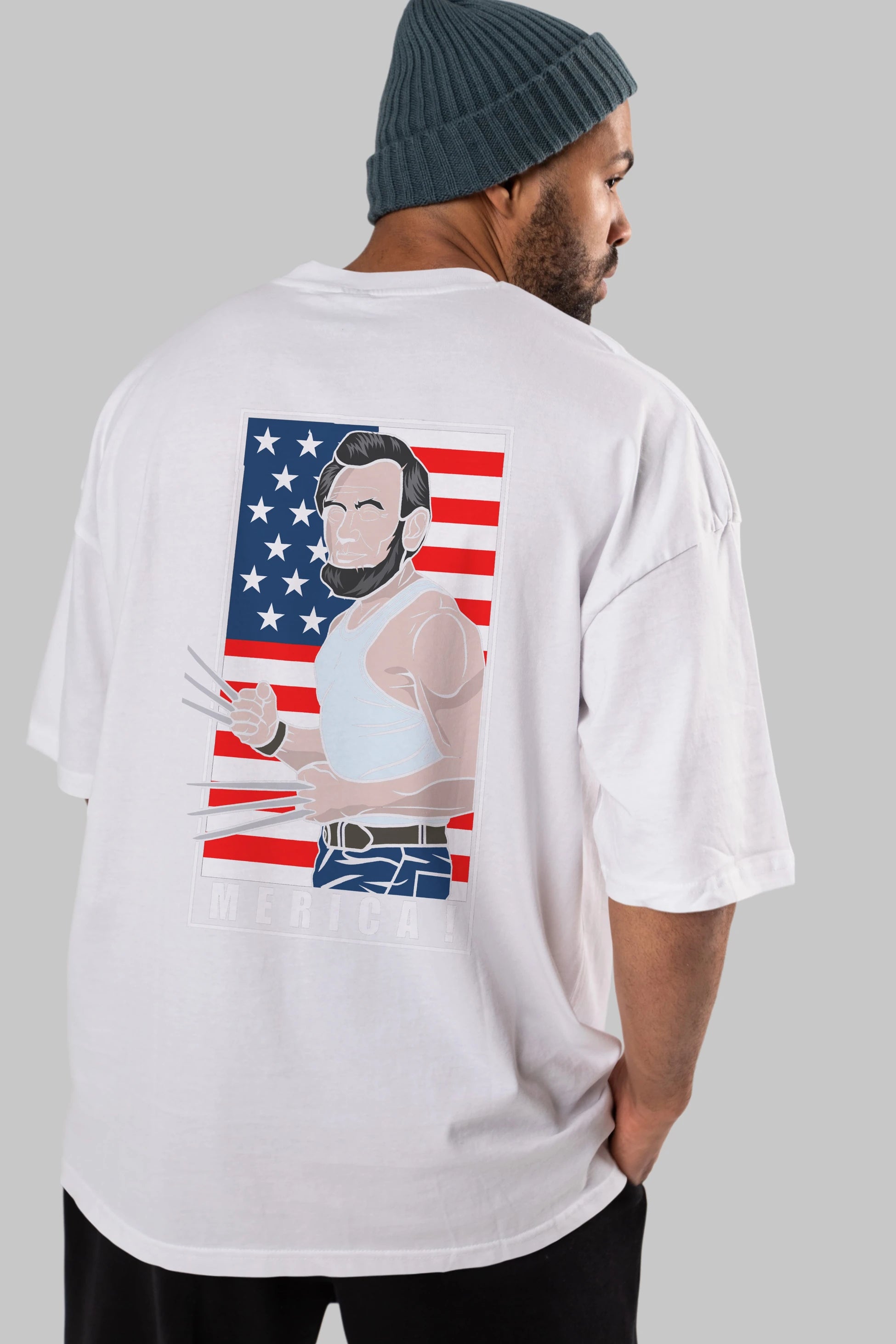 Wolverlincoln Arka Baskılı Oversize t-shirt Erkek Kadın Unisex %100 Pamuk tişort