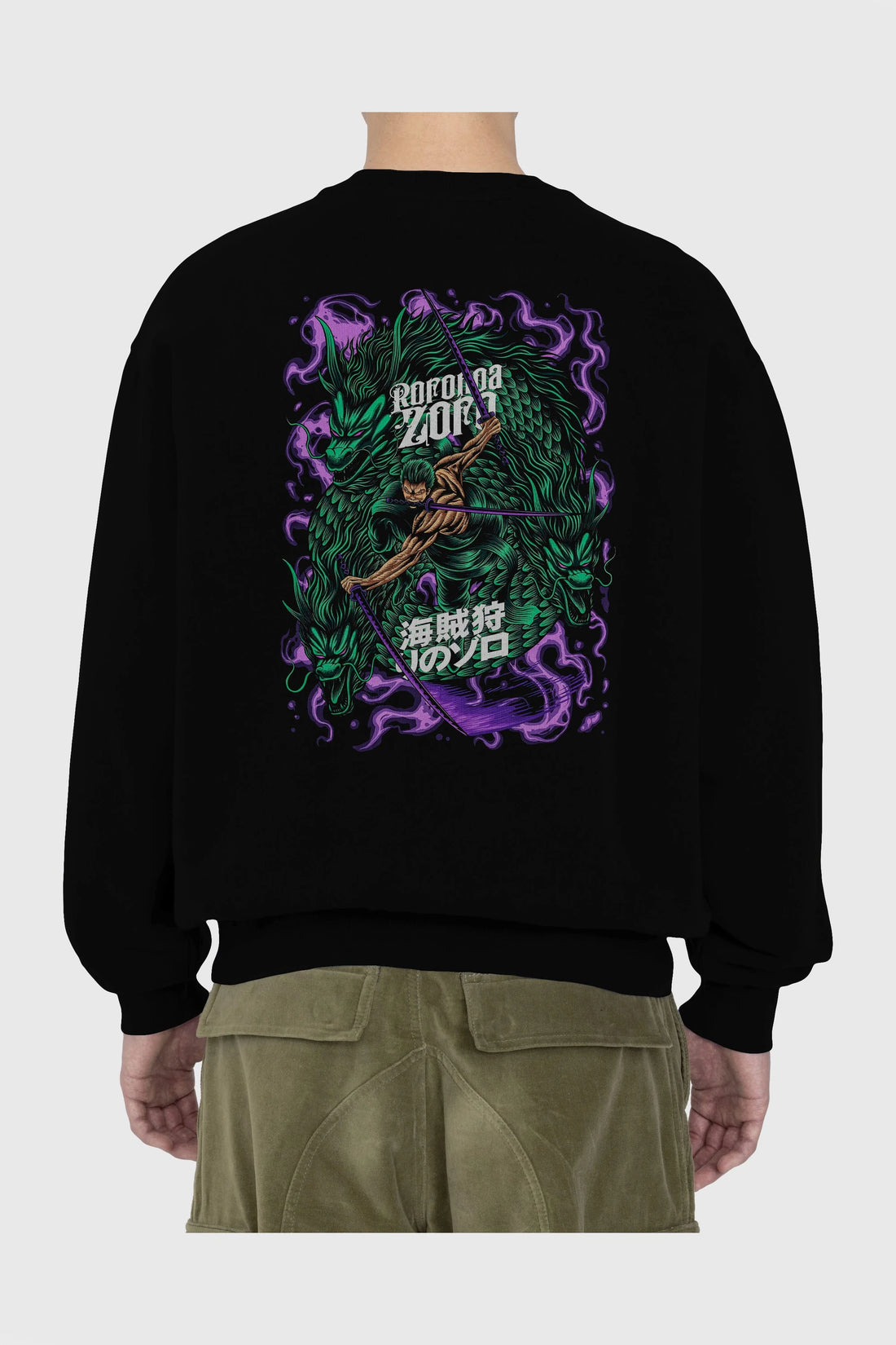 RORONOA ZORO 5 Anime Arka Baskılı Oversize Sweatshirt Erkek Kadın Unisex