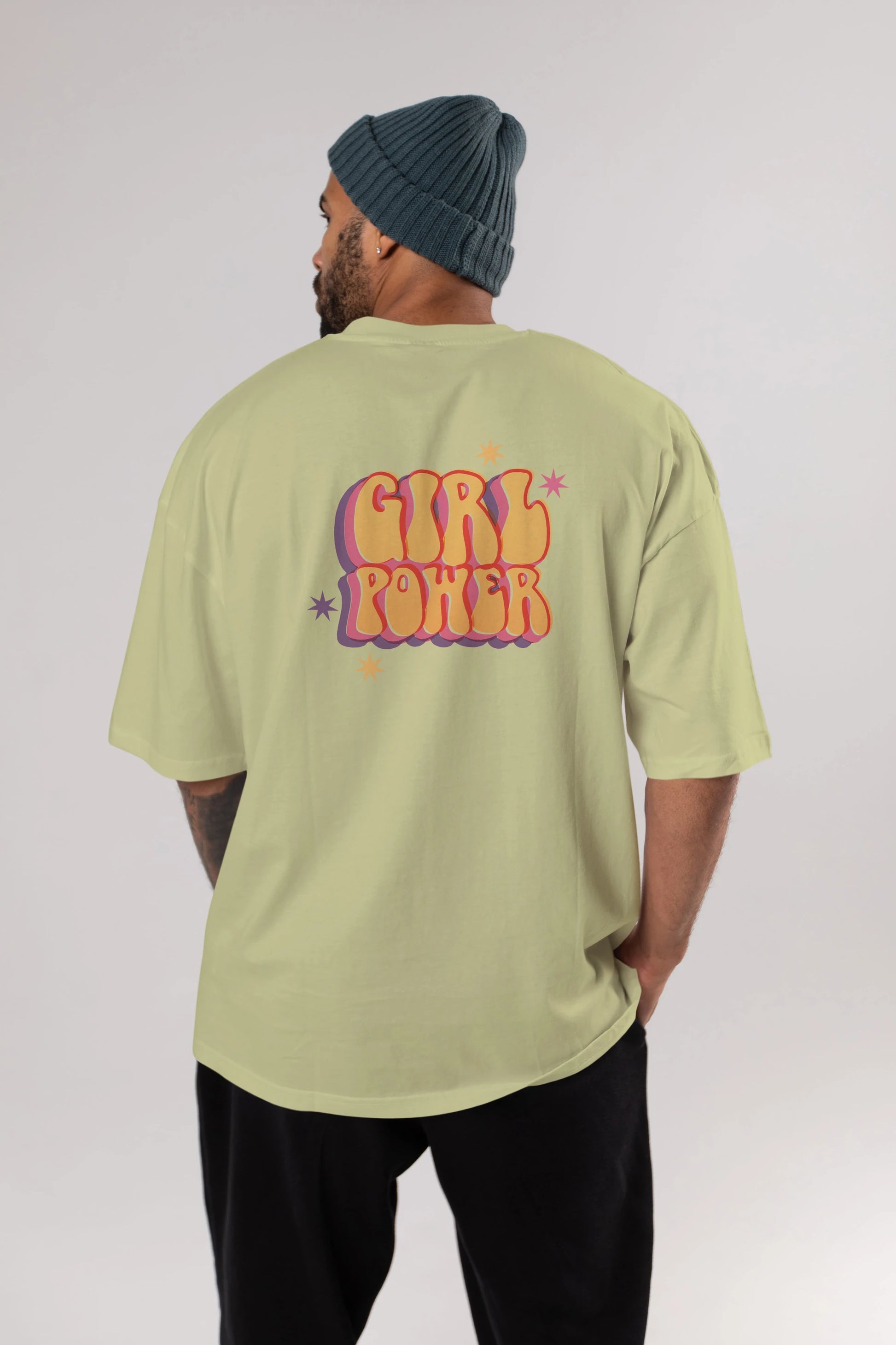 Girl Power Yazılı Arka Baskılı Oversize t-shirt Erkek Kadın Unisex