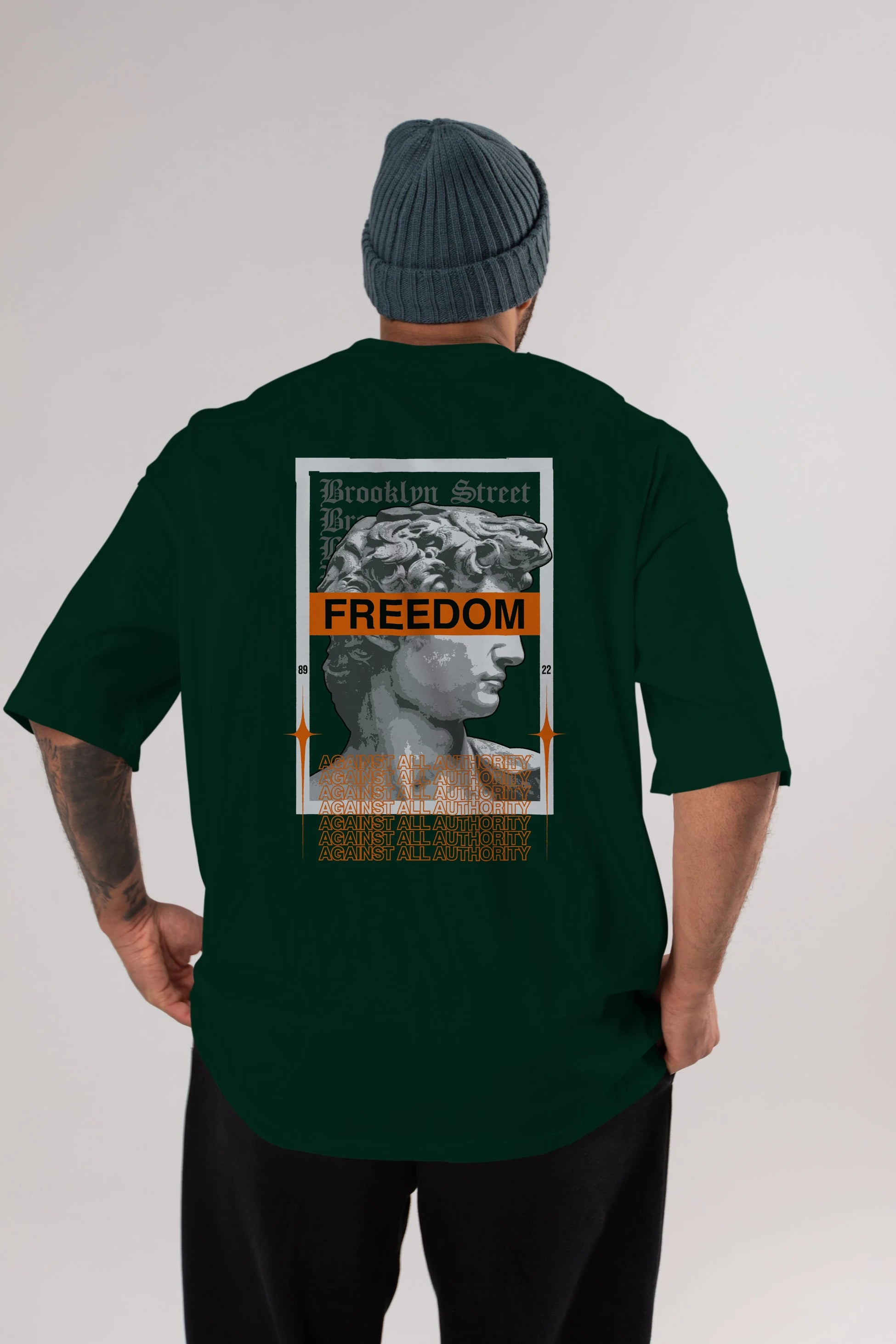 Brooklyn Street Arka Baskılı Oversize t-shirt Erkek Kadın Unisex