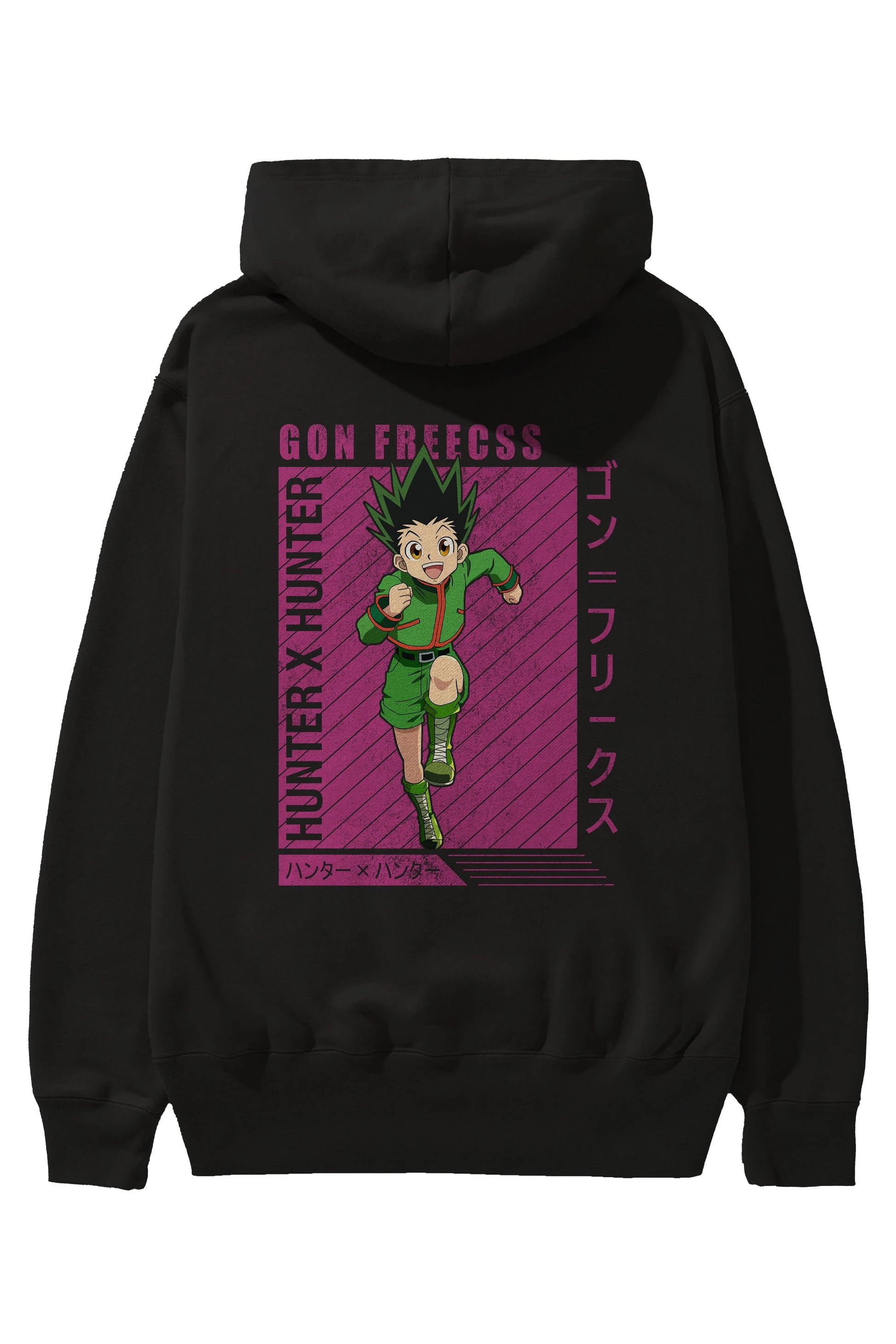 Gon Freecss HUNTER X HUNTER 3 Anime Arka Baskılı Hoodie Oversize Kapüşonlu Sweatshirt Erkek Kadın Unisex
