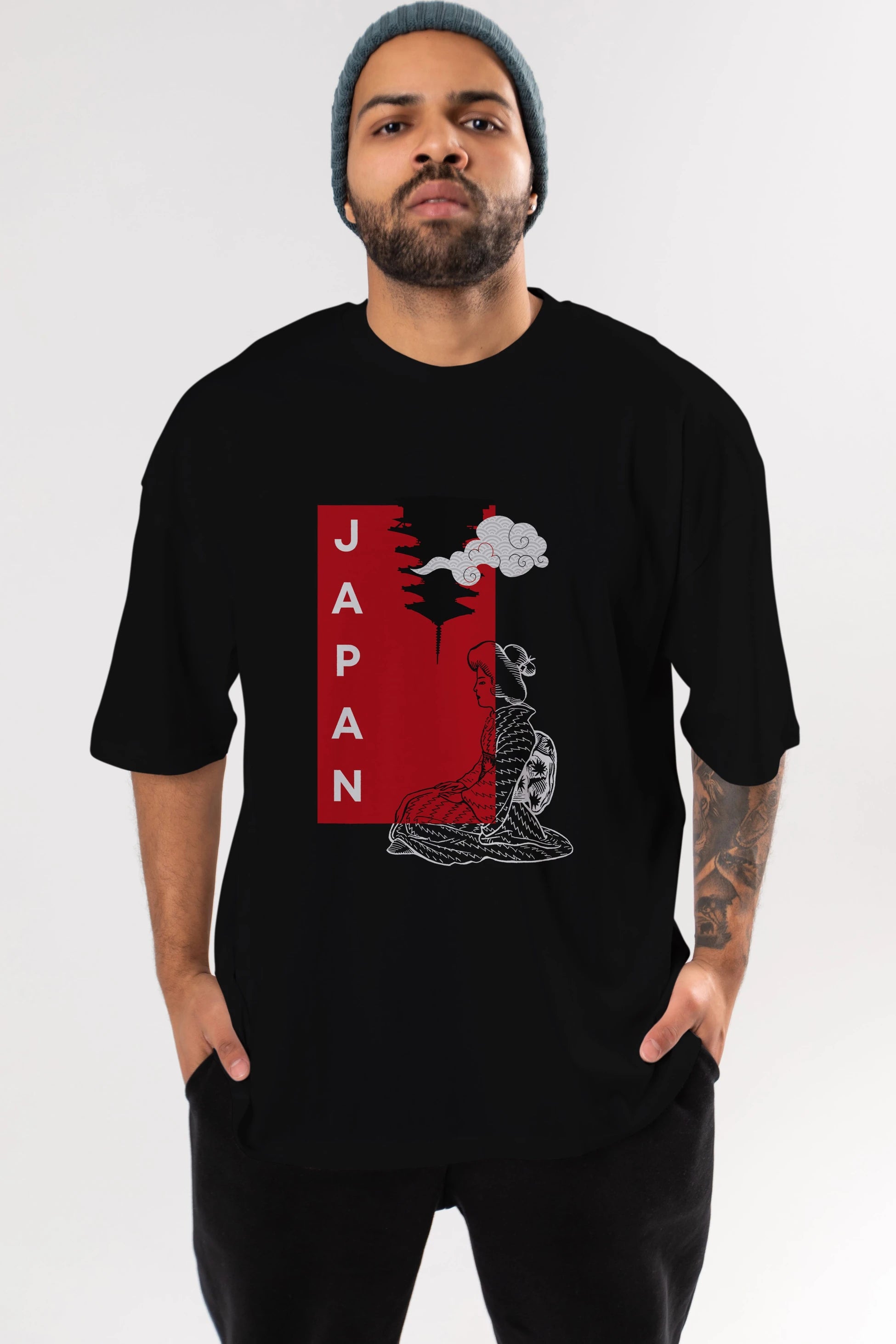 Japan Yazılı Streetwear Ön Baskılı Oversize t-shirt Erkek Kadın Unisex