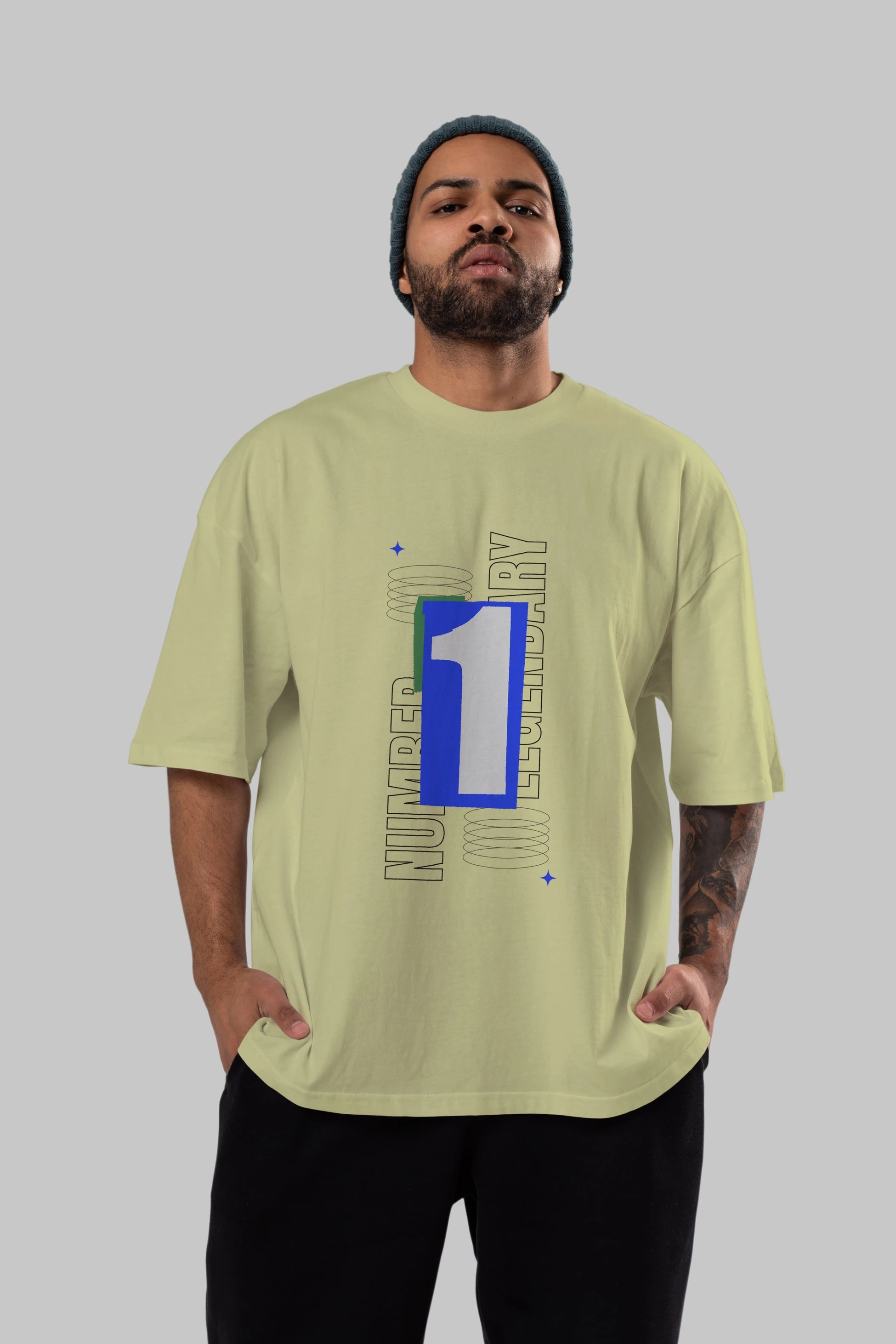 Number 1 Yazılı Ön Baskılı Oversize t-shirt Erkek Kadın Unisex