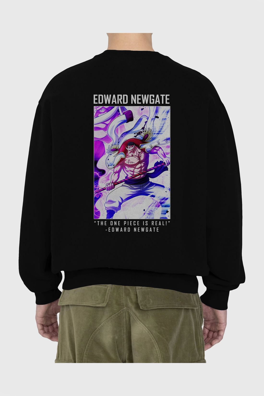 Edward Newgate Arka Baskılı Anime Oversize Sweatshirt Erkek Kadın Unisex