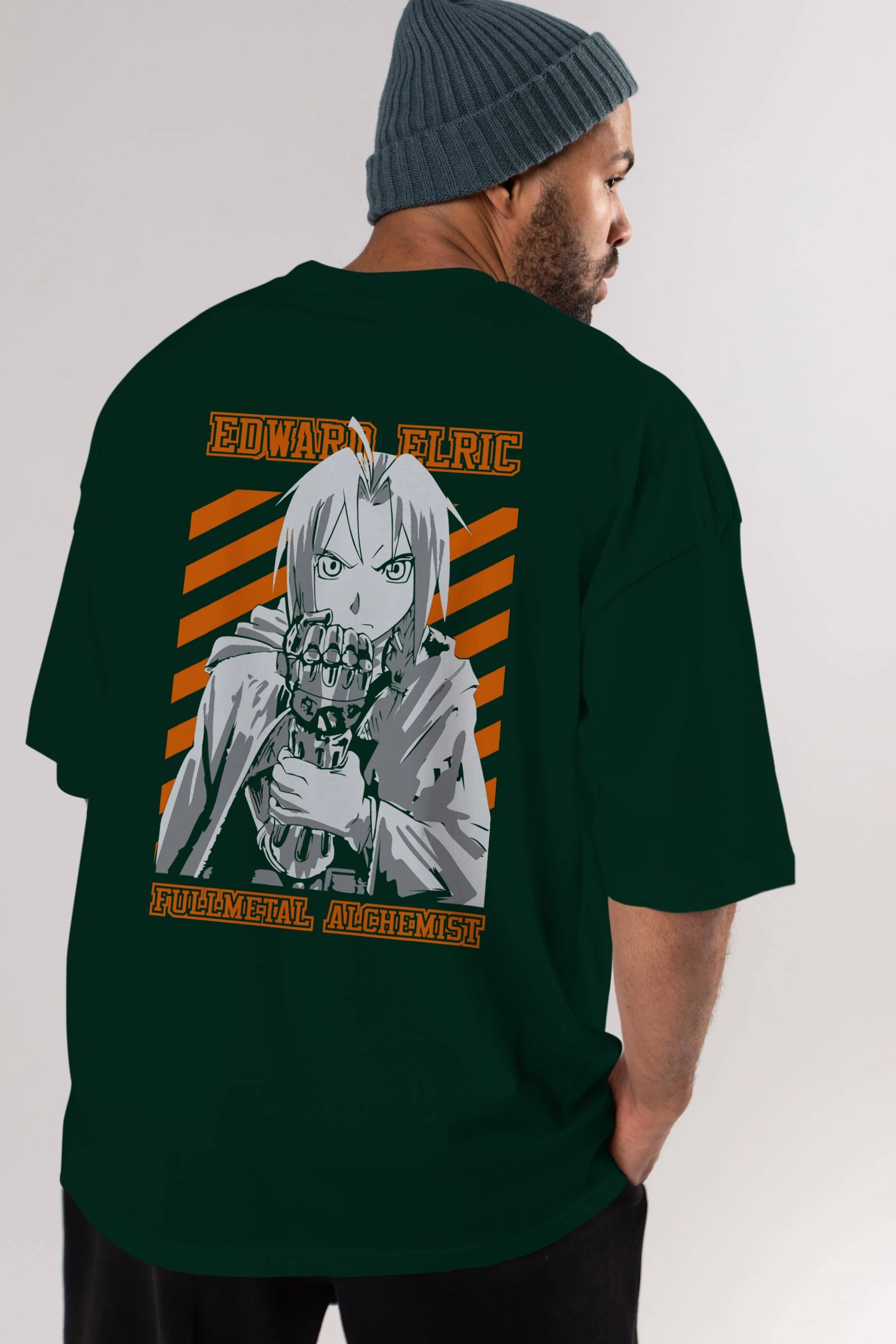 EDWARD ELRIC Anime Arka Baskılı Oversize t-shirt Erkek Kadın Unisex