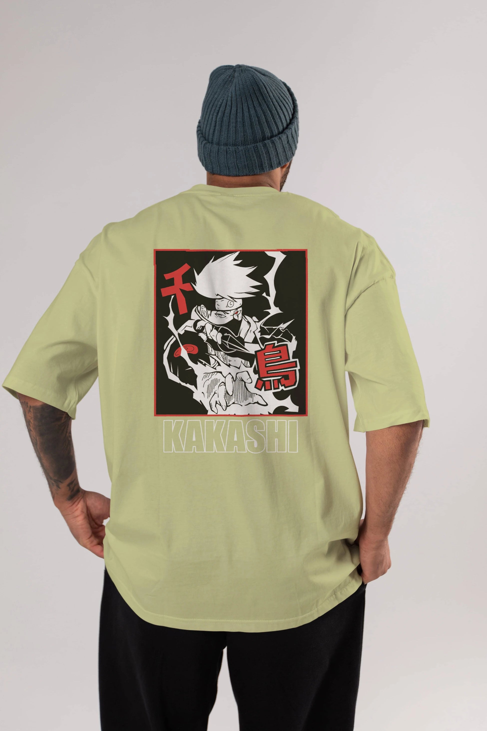 KAKASHI HATAKE NARUTO Anime Arka Baskılı Oversize t-shirt Erkek Kadın Unisex