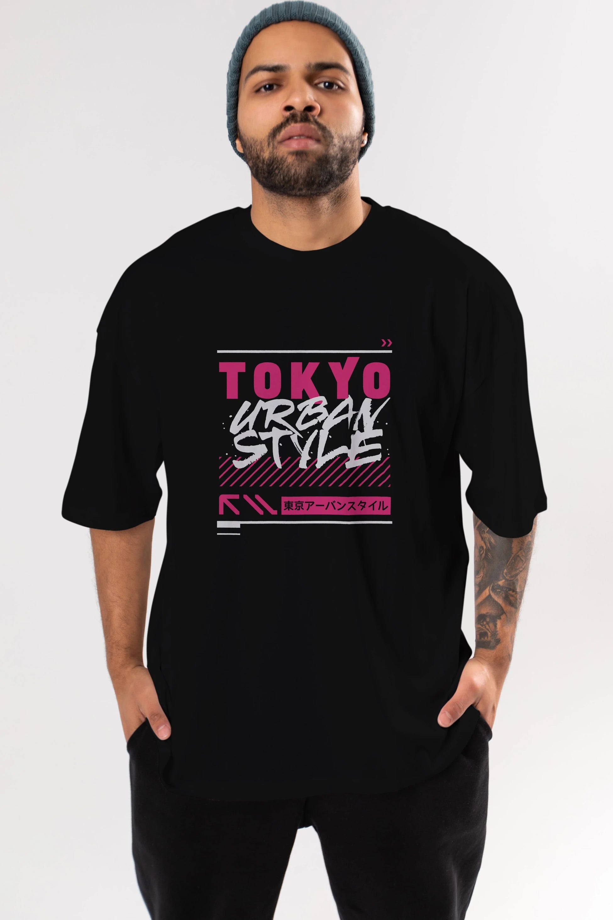 Tokyo Urban Style Ön Baskılı Oversize t-shirt Erkek Kadın Unisex