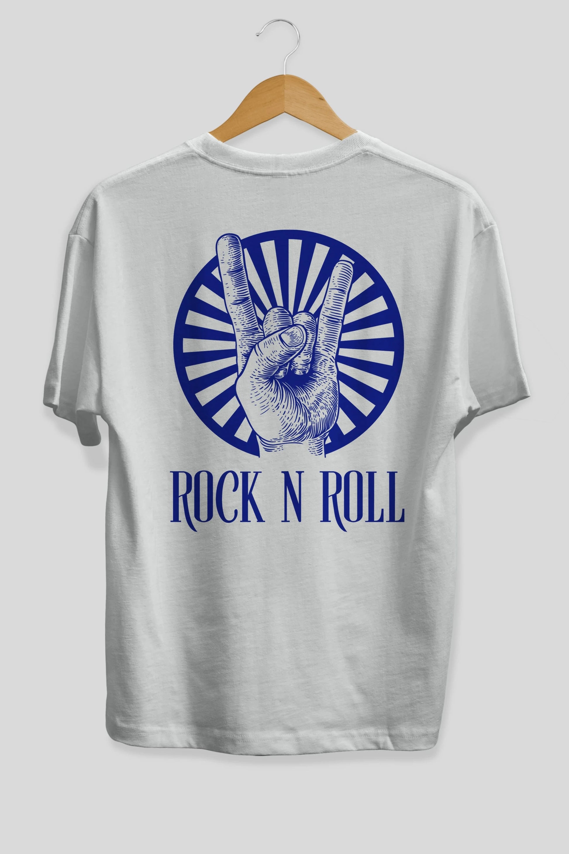 Rock N Roll Yazılı Arka Baskılı Oversize t-shirt Erkek Kadın Unisex