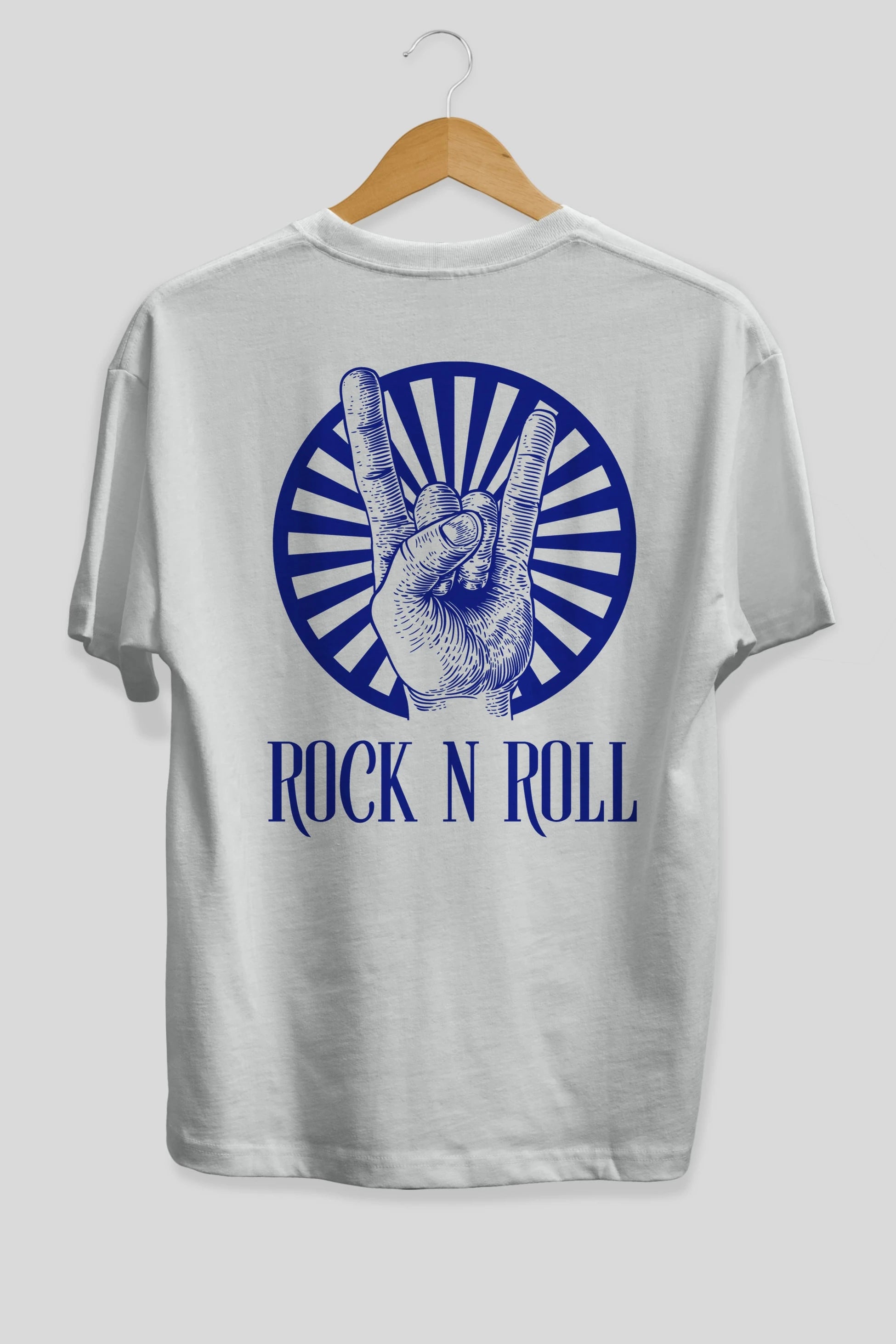 Rock N Roll Yazılı Arka Baskılı Oversize t-shirt Erkek Kadın Unisex