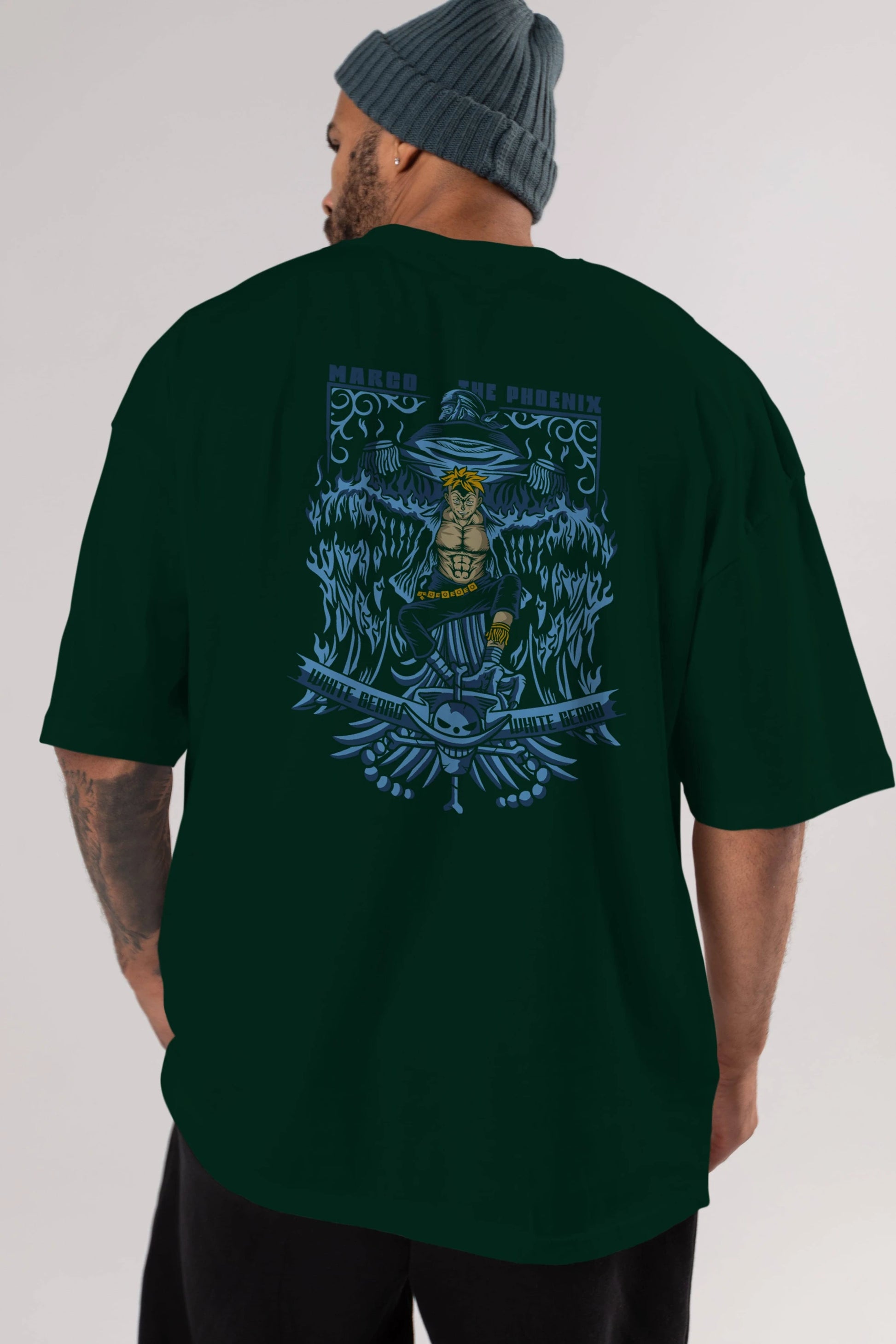 MARCO EL FENIX One Piece Anime Arka Baskılı Oversize t-shirt Erkek Kadın Unisex