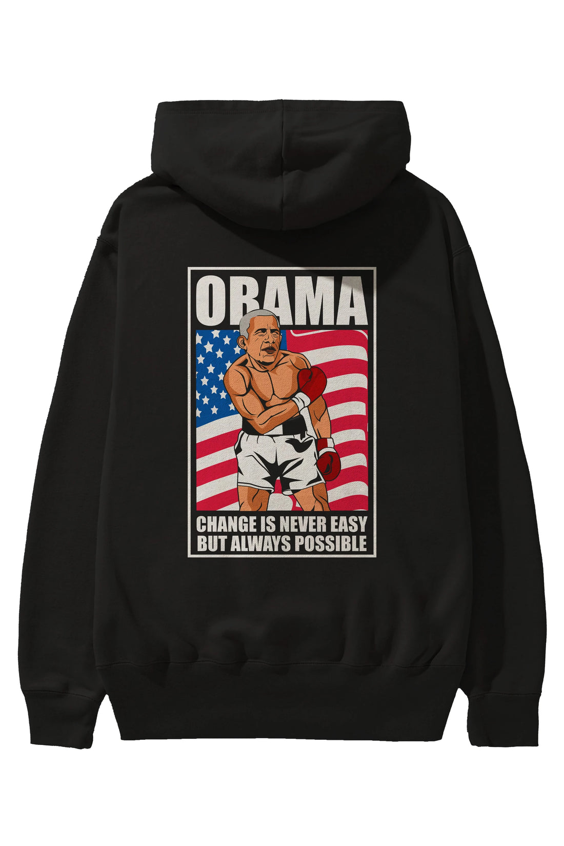 Obama Arka Baskılı Hoodie Oversize Kapüşonlu Sweatshirt Erkek Kadın Unisex