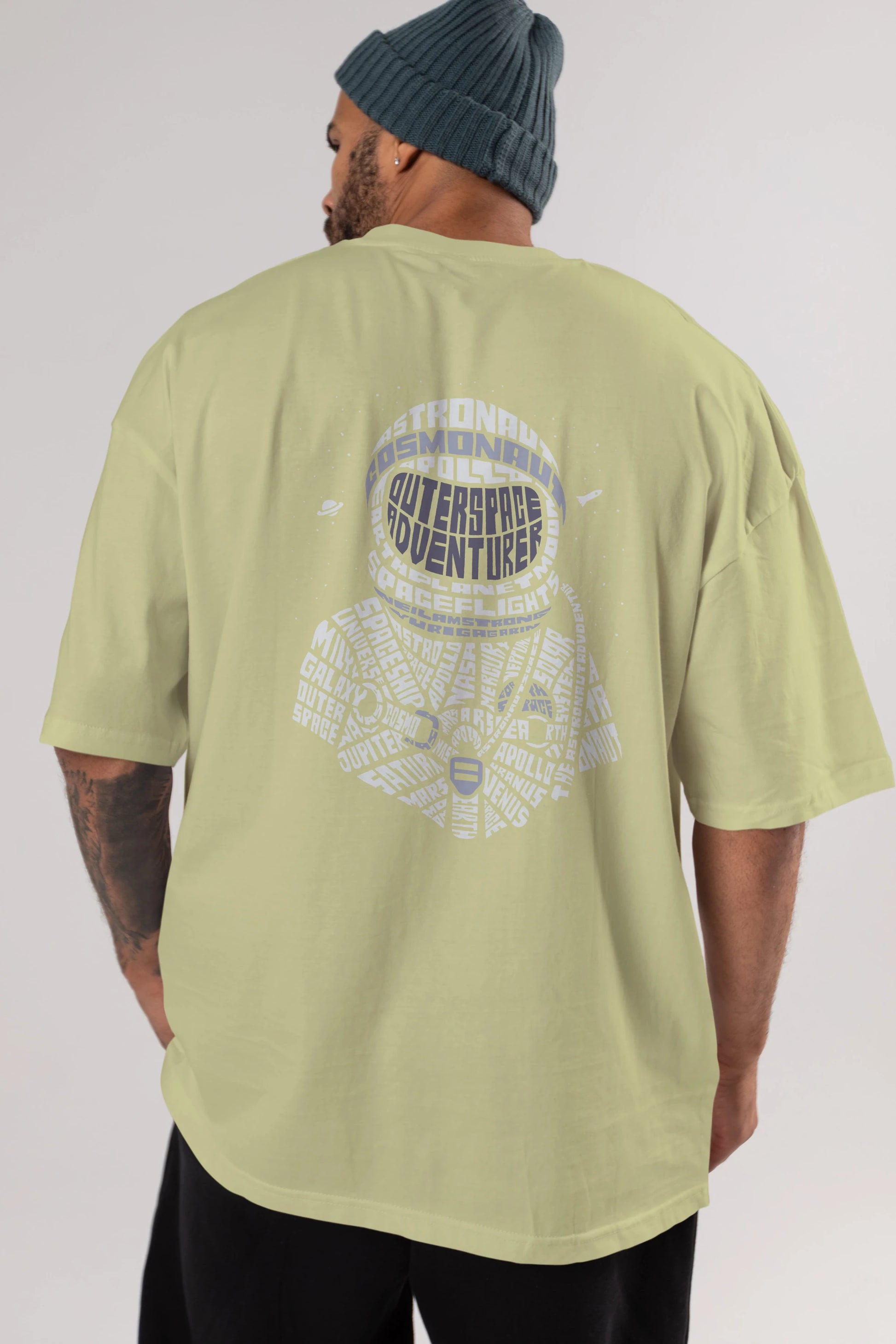 Astronaut Arka Baskılı Oversize t-shirt %100 pamuk Erkek Kadın Unisex
