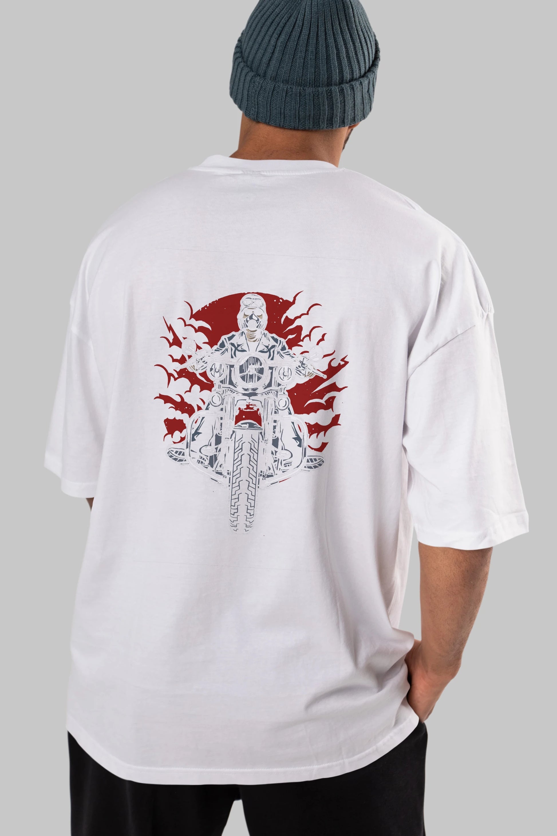 Wild Biker Arka Baskılı Oversize t-shirt Erkek Kadın Unisex %100 Pamuk