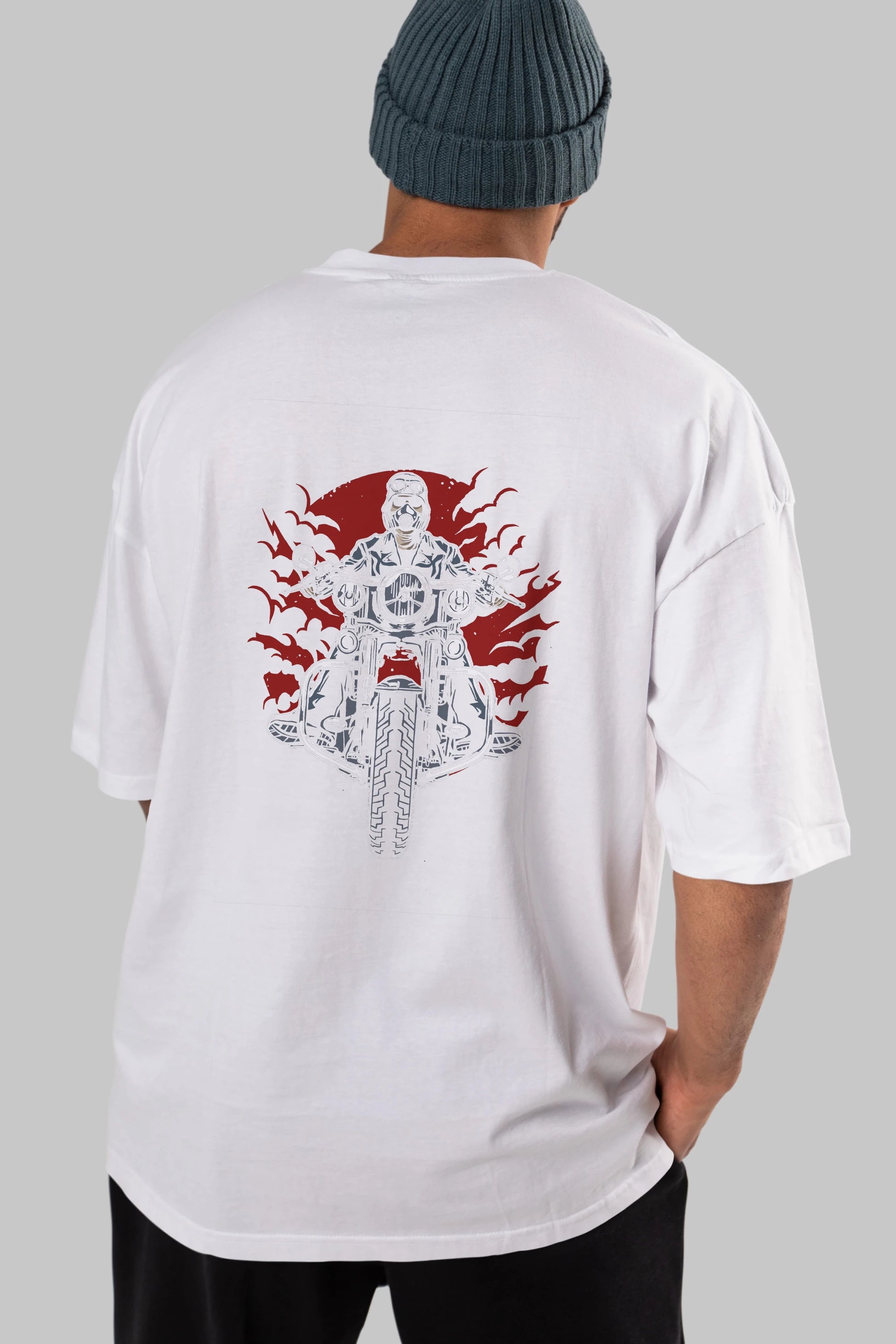 Wild Biker Arka Baskılı Oversize t-shirt Erkek Kadın Unisex %100 Pamuk