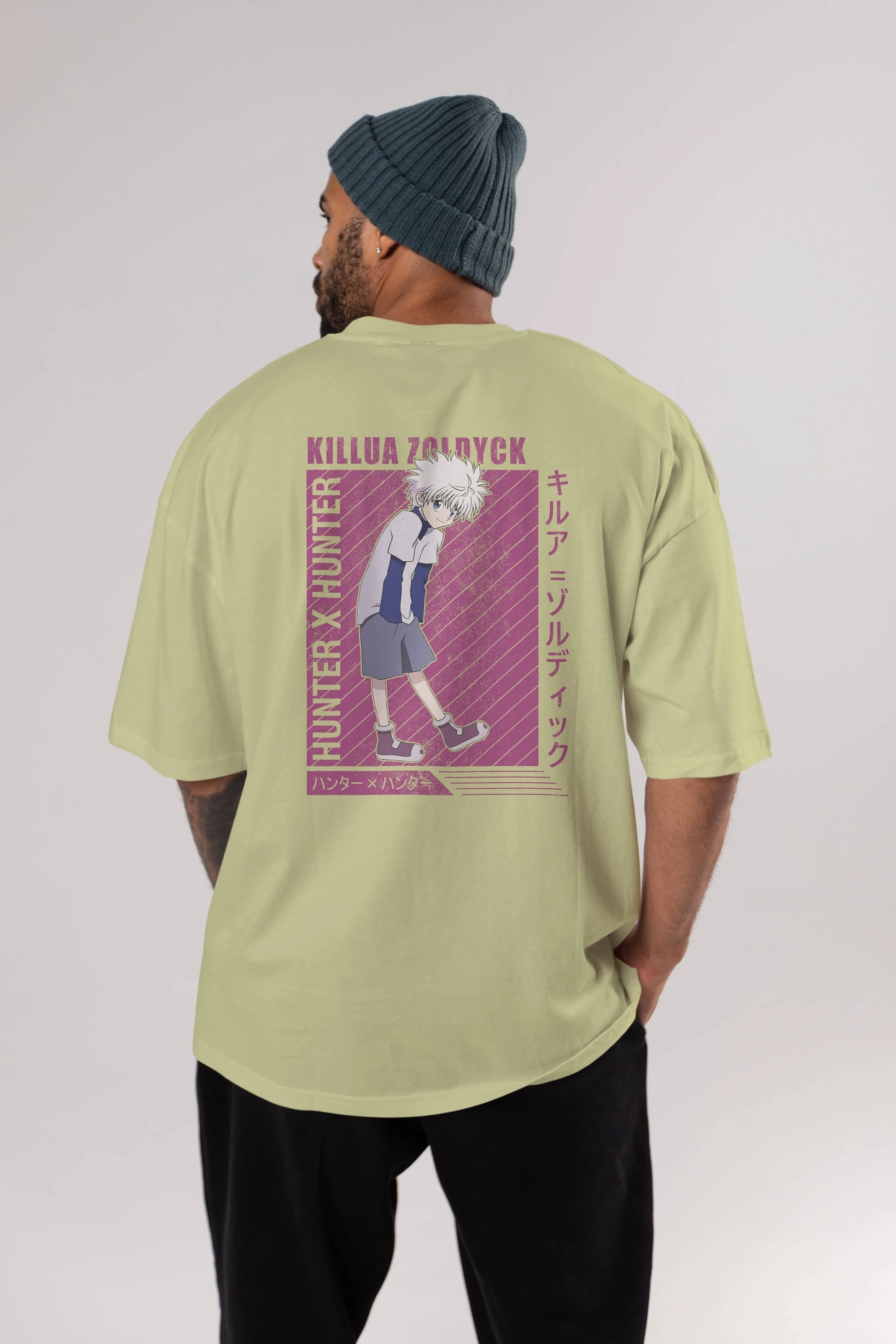 Killua Zoldyck 3 1 Anime Arka Baskılı Oversize t-shirt Erkek Kadın Unisex
