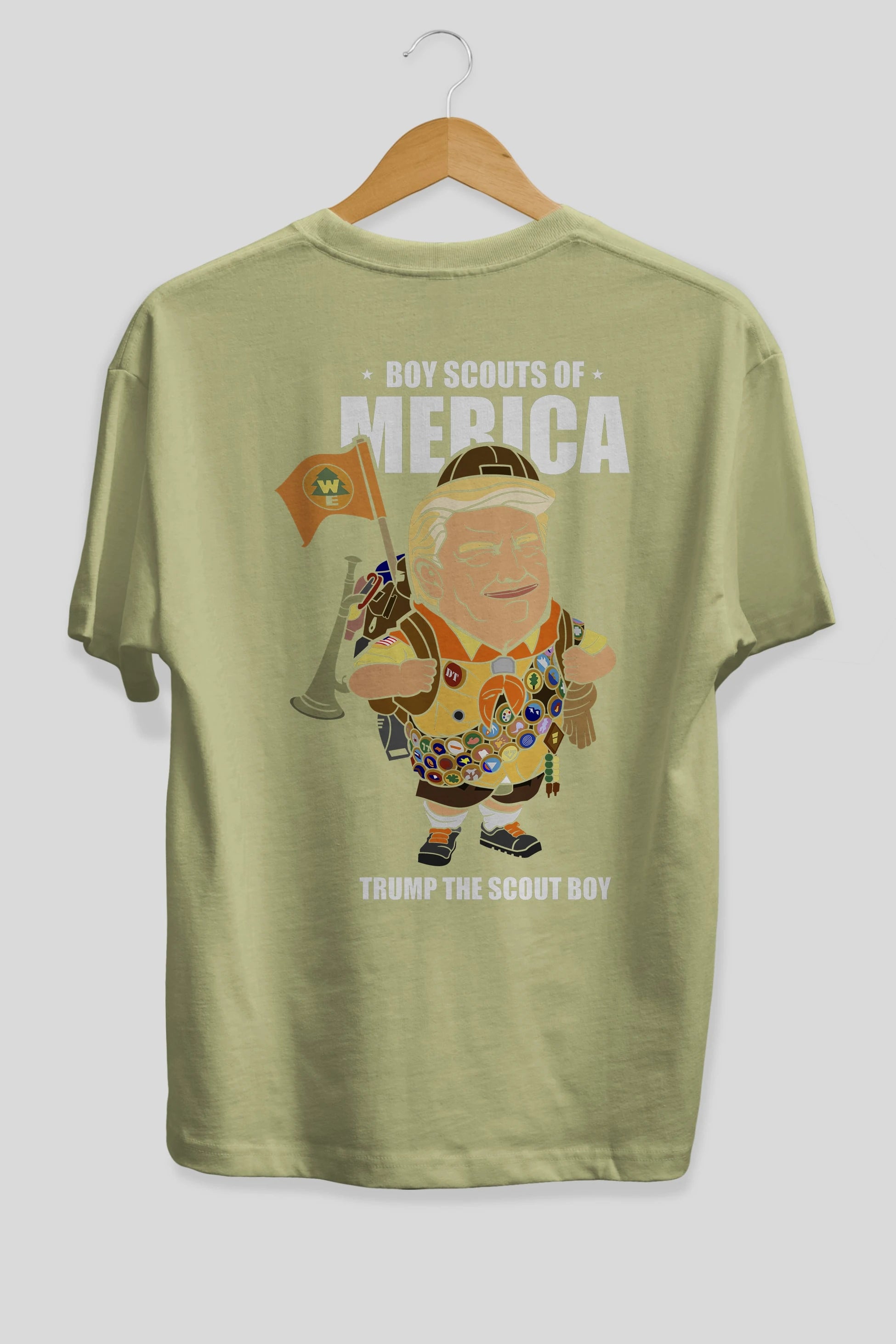 Trump Scout Boy Arka Baskılı Oversize t-shirt Erkek Kadın Unisex %100 Pamuk tişort