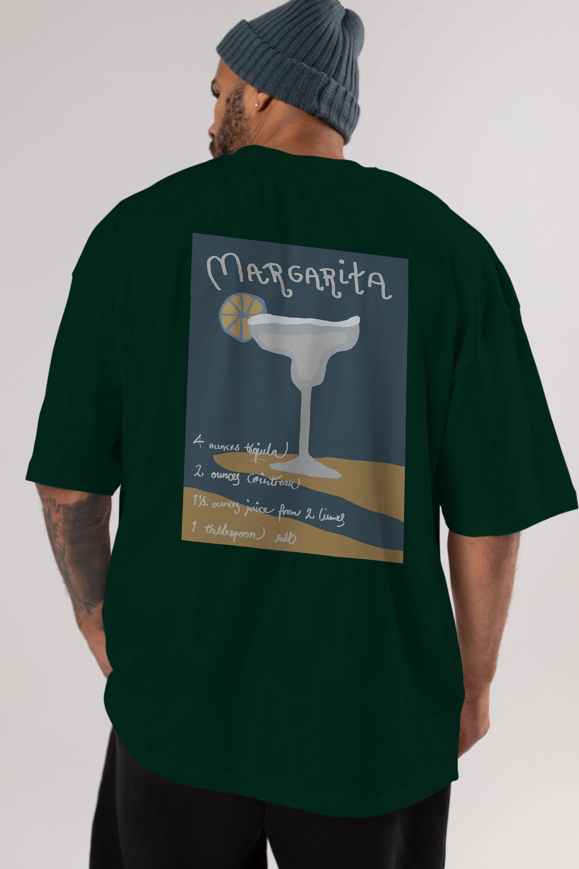 Margarita 2 Arka Baskılı Oversize t-shirt Erkek Kadın Unisex %100 Pamuk Bisiklet Yaka tişort