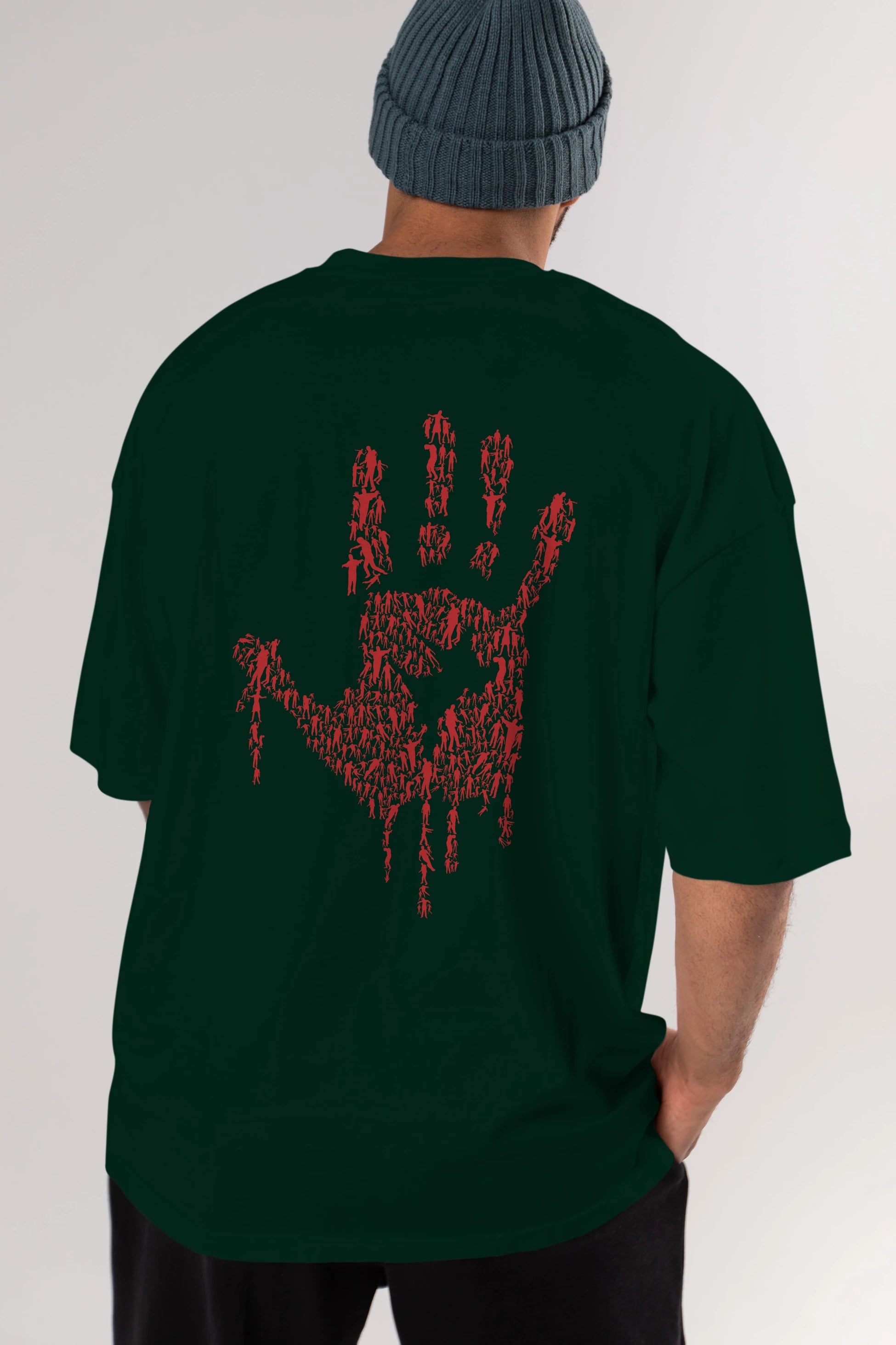 Hand Of Zombies Arka Baskılı Oversize t-shirt %100 pamuk Erkek Kadın Unisex