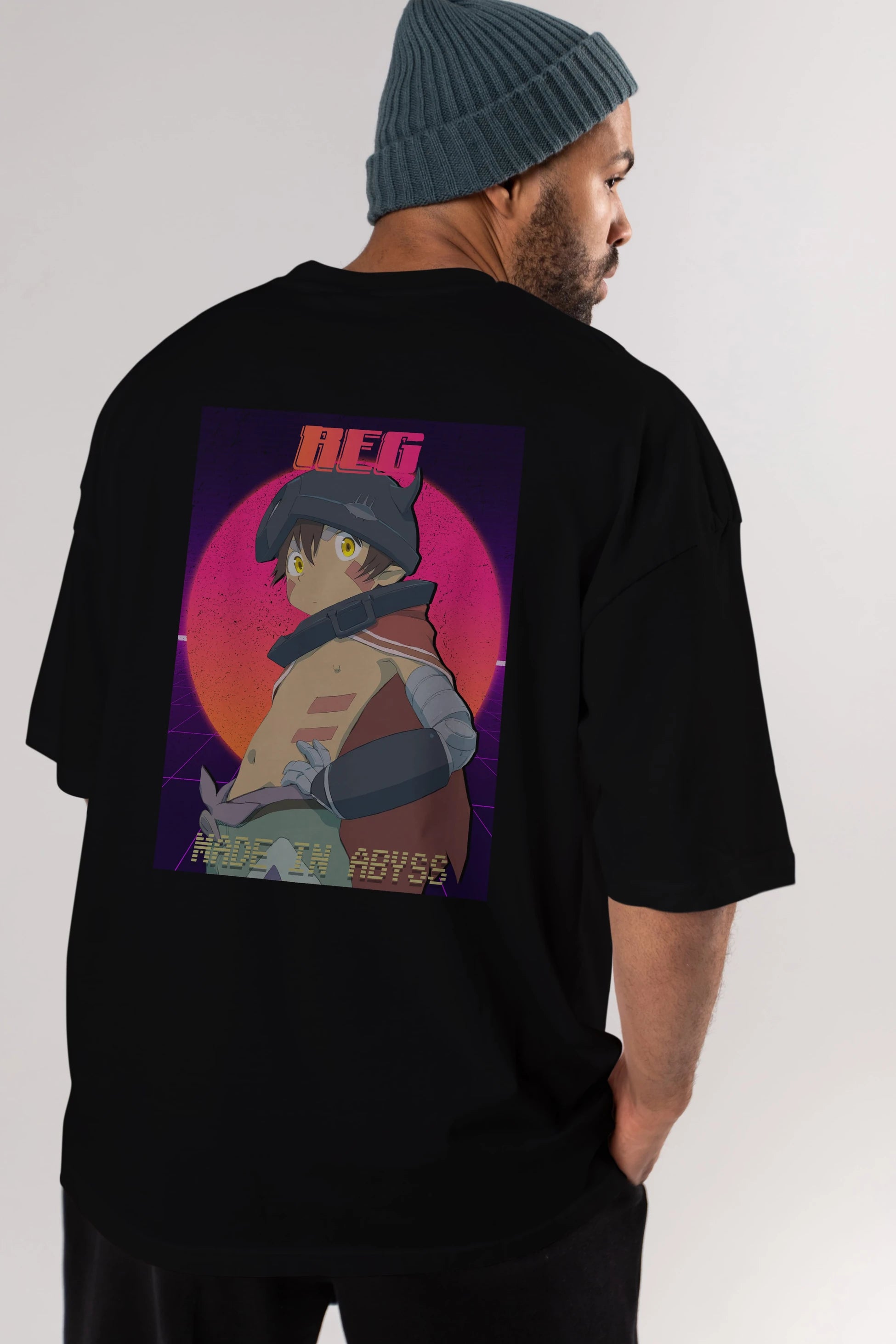Reg 7 Anime Arka Baskılı Oversize t-shirt Erkek Kadın Unisex