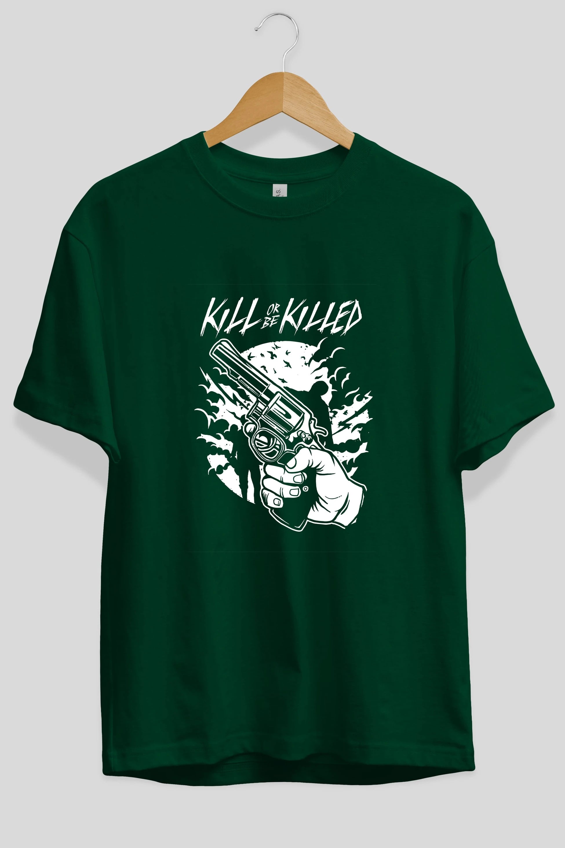 Zombie Shooter Ön Baskılı Oversize t-shirt Erkek Kadın Unisex %100 Pamuk tişort