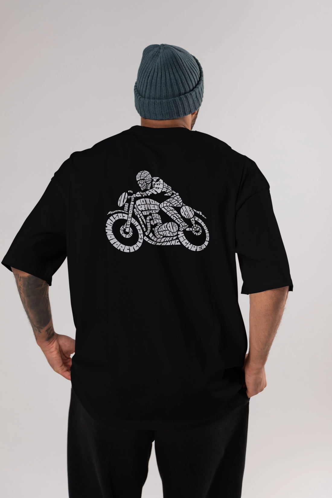 Caferacer Arka Baskılı Oversize t-shirt %100 pamuk Erkek Kadın Unisex