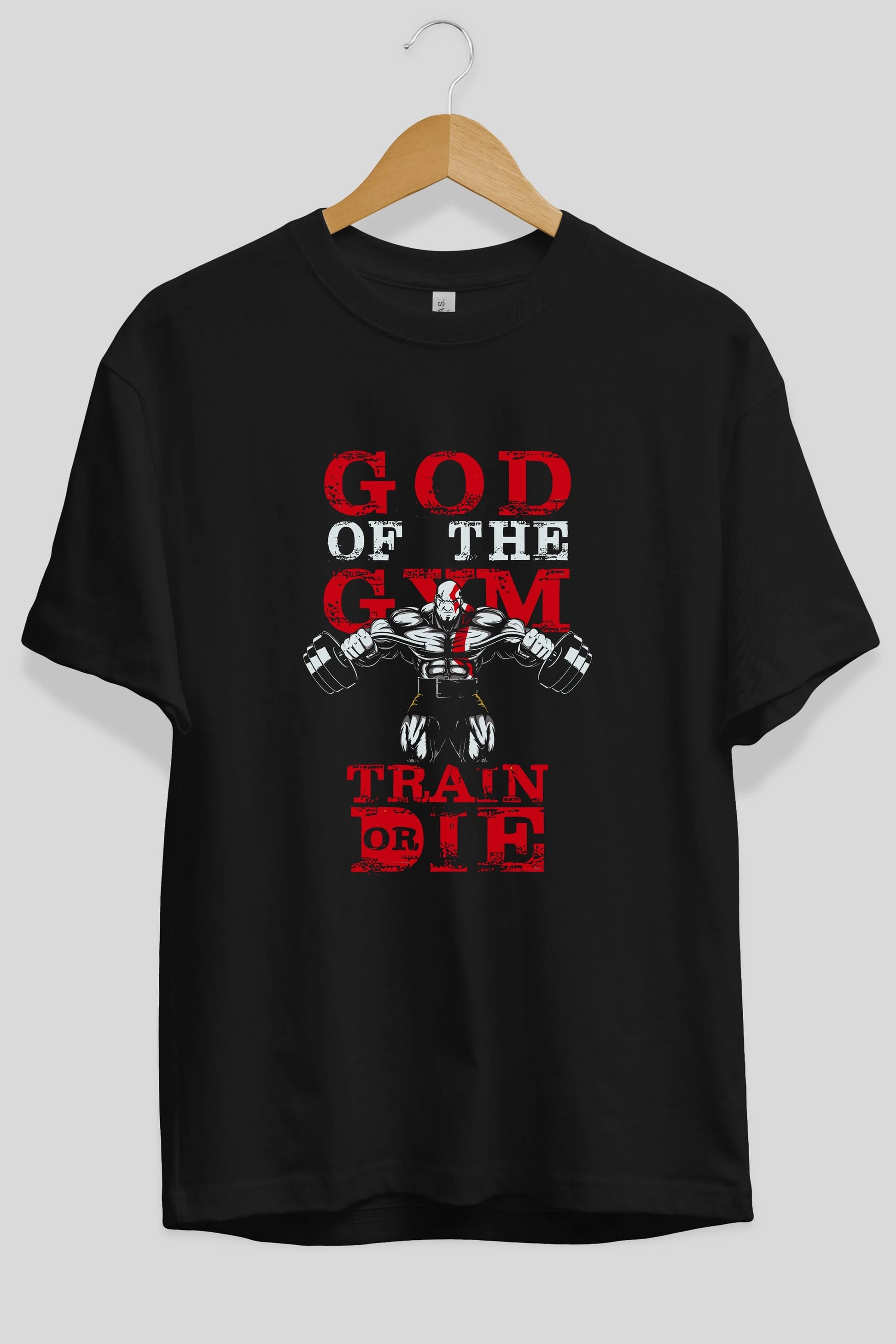God of The GYM Ön Baskılı Oversize t-shirt Erkek Kadın Unisex %100 Pamuk Bisiklet Yaka tişort