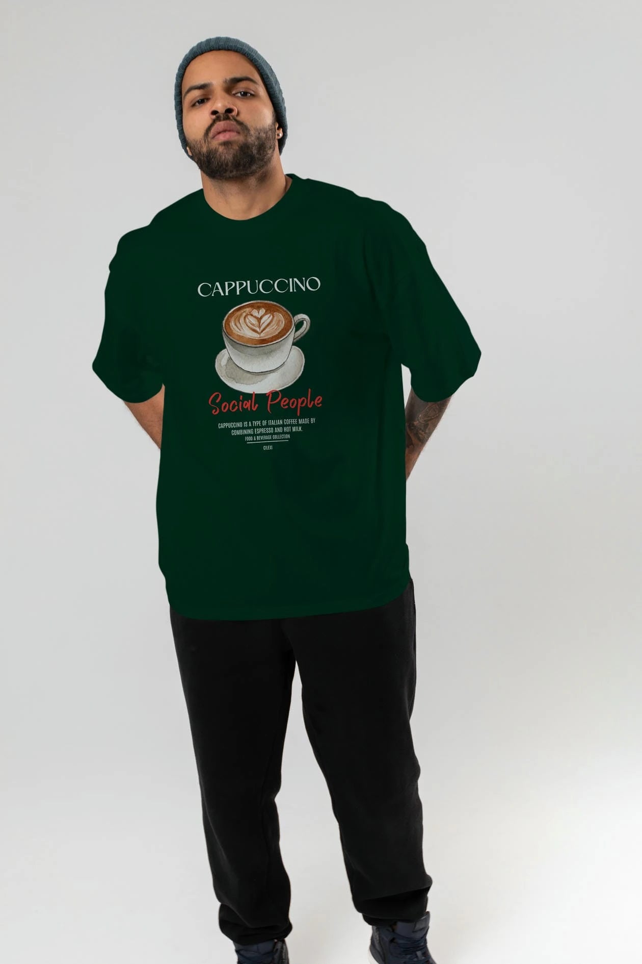 Cappuccino Kokteyl Serisi ön Baskılı Oversize t-shirt Erkek Kadın %100 Pamuk Bisiklet Yaka tişort
