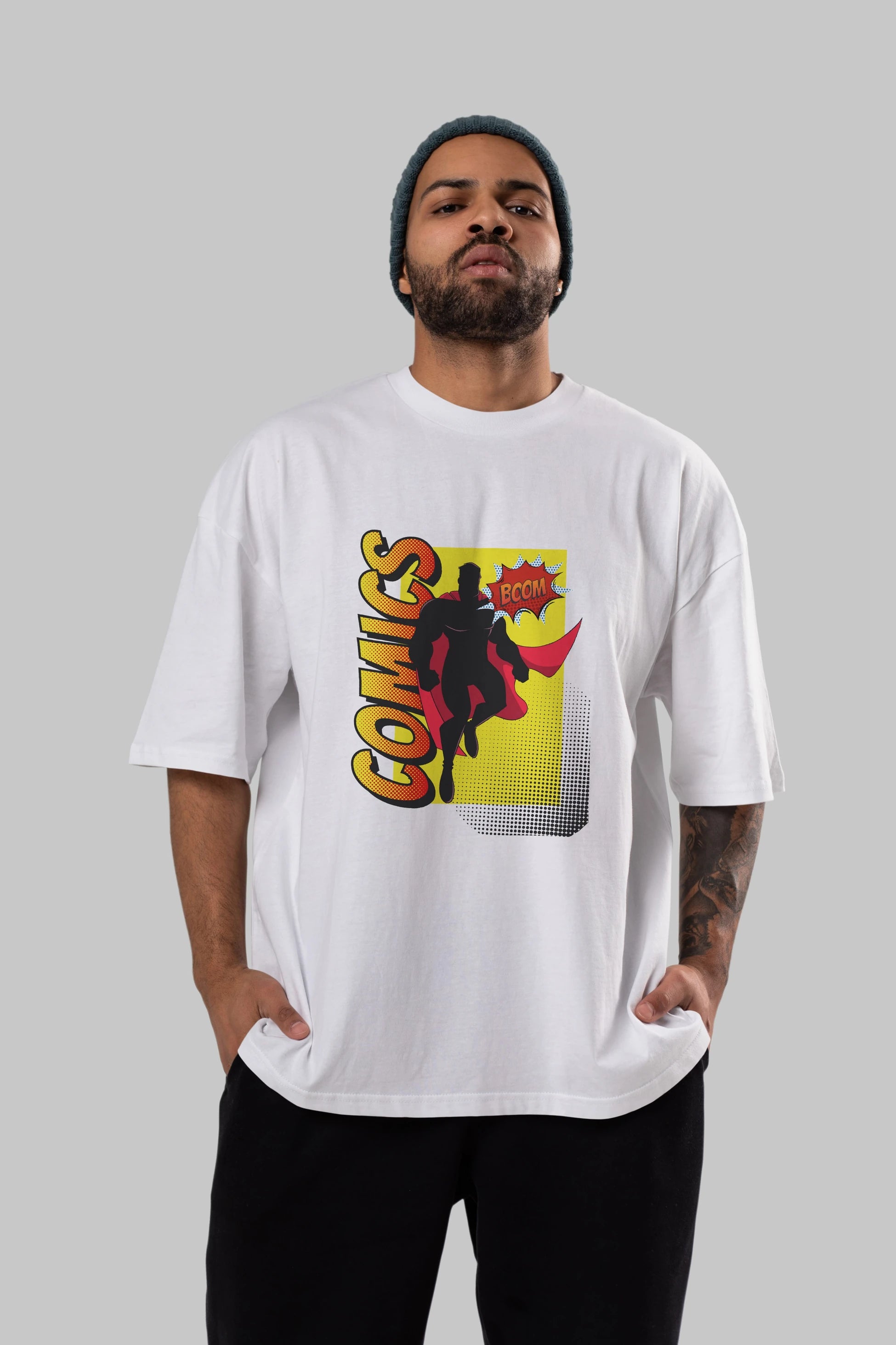 Comics Boom Ön Baskılı Oversize t-shirt Erkek Kadın Unisex