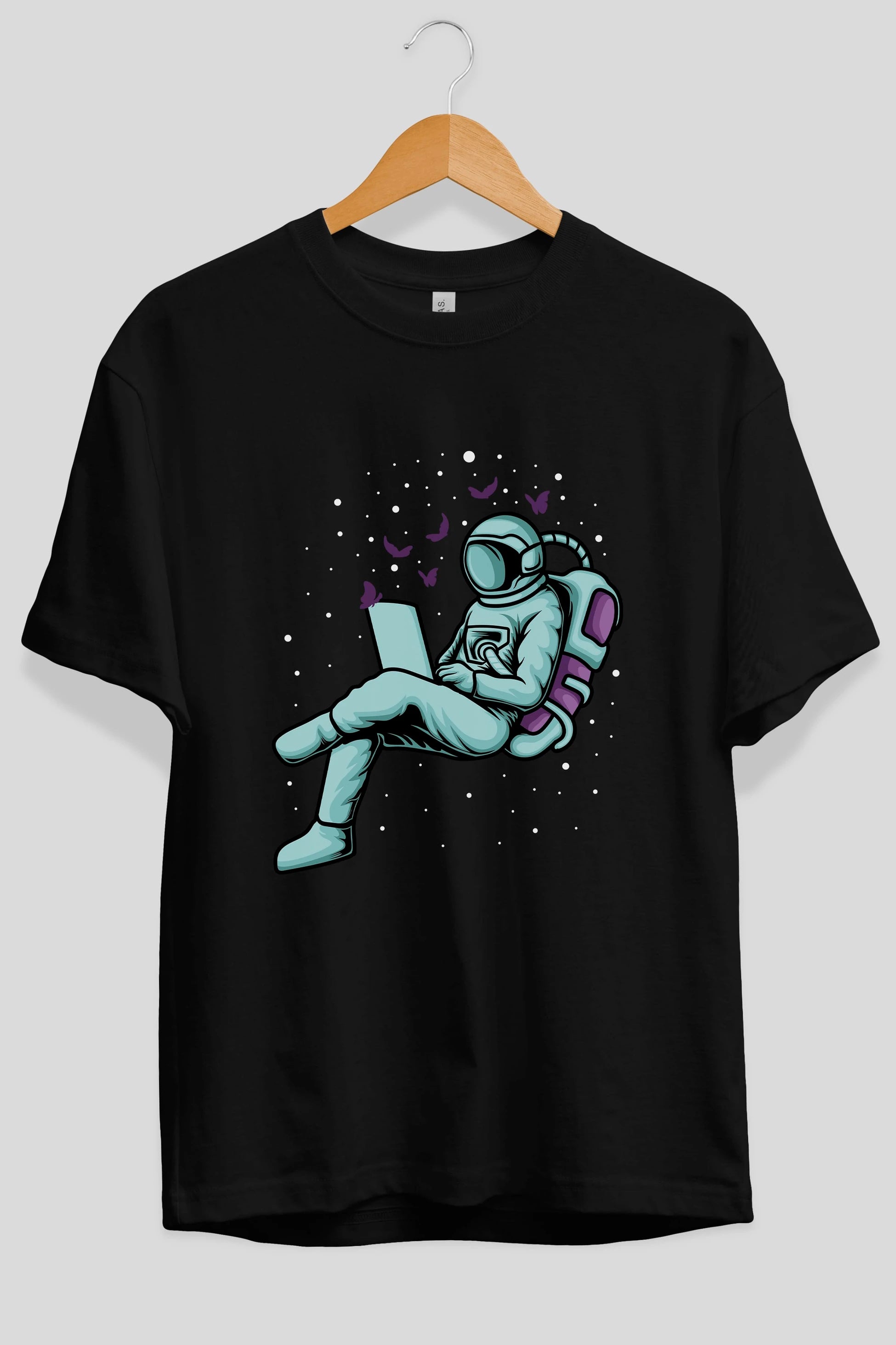 Work with Butterflies in Space Ön Baskılı Oversize t-shirt Erkek Kadın Unisex