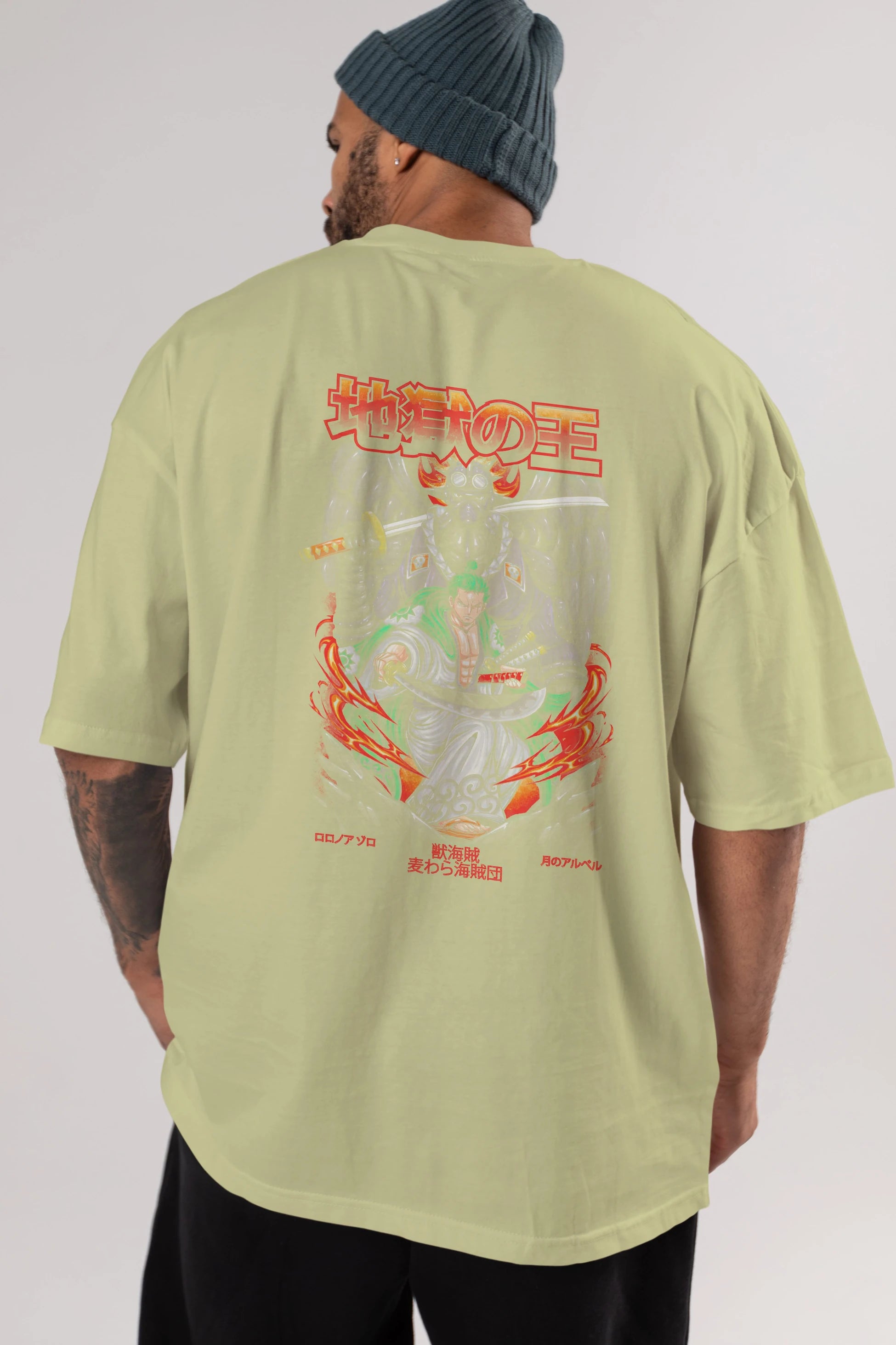 Roronoa Zoro 4 Anime Arka Baskılı Oversize t-shirt Erkek Kadın Unisex
