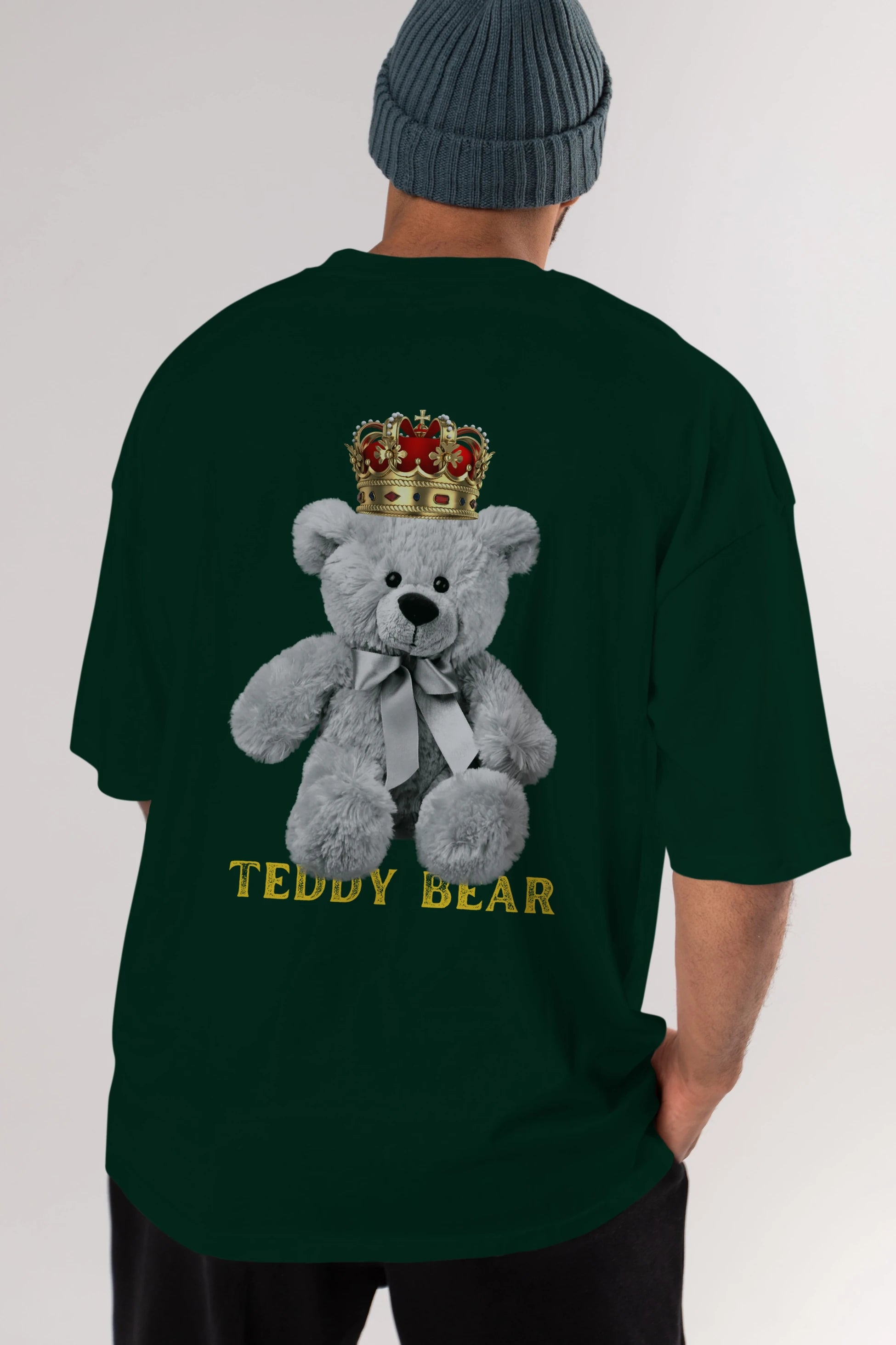 Teddy Bear Arka Baskılı Oversize t-shirt Erkek Kadın Unisex %100 Pamuk