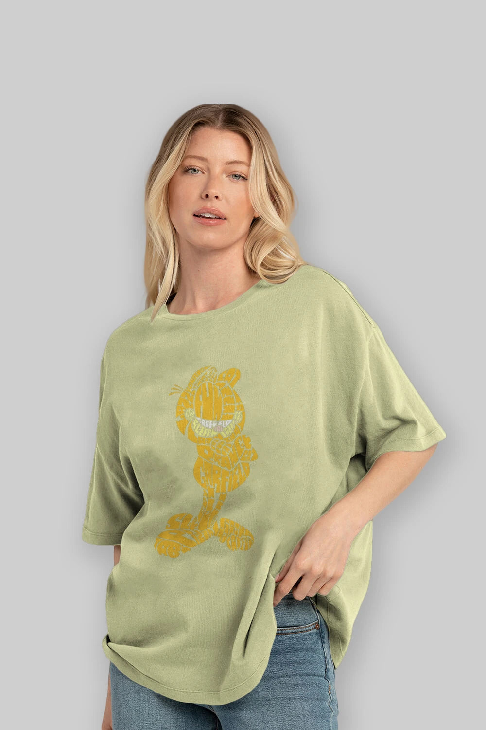 Garfield Ön Baskılı Oversize t-shirt %100 pamuk Erkek Kadın Unisex