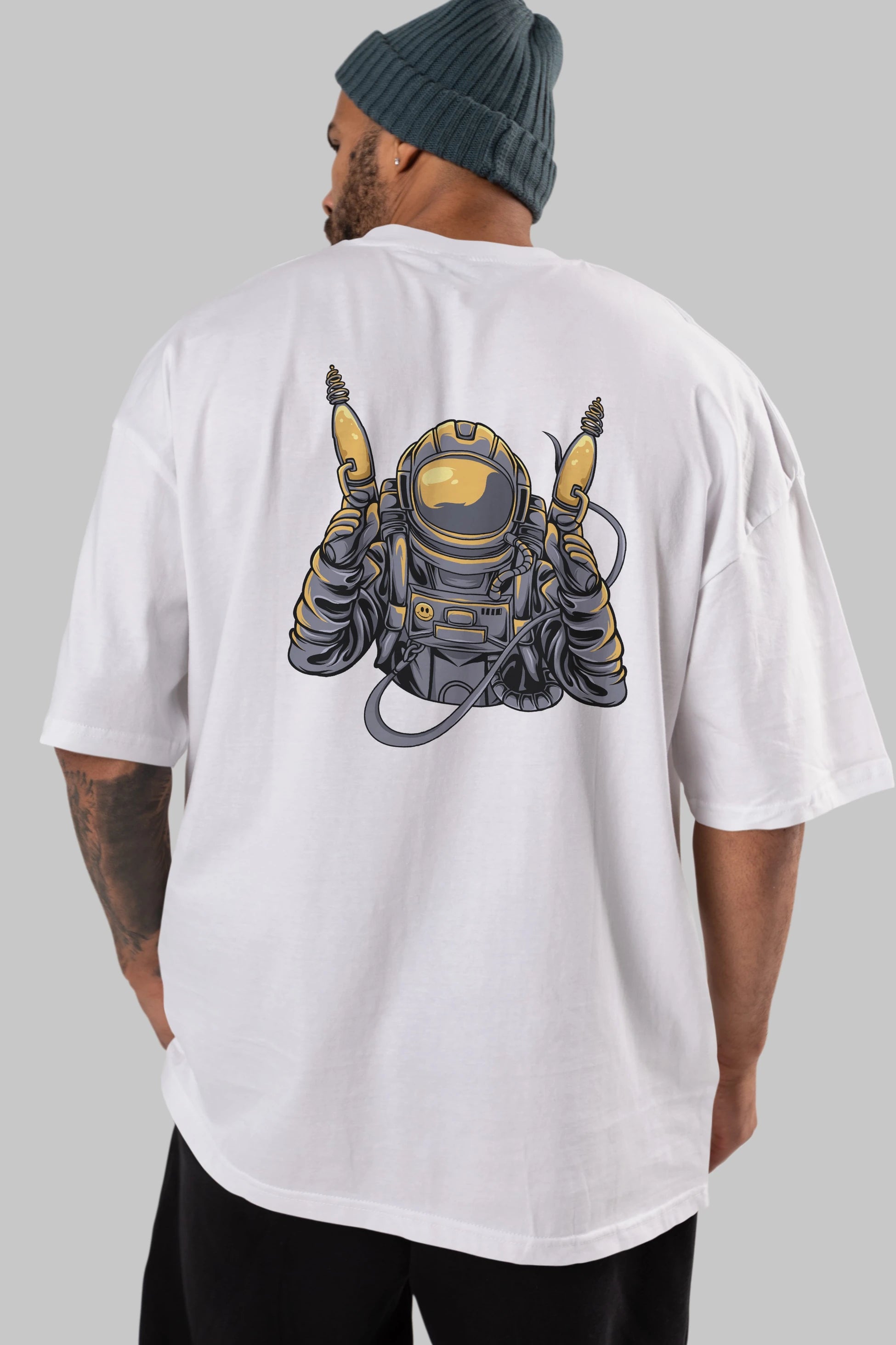 Alien Hunter Arka Baskılı Oversize t-shirt Erkek Kadın Unisex