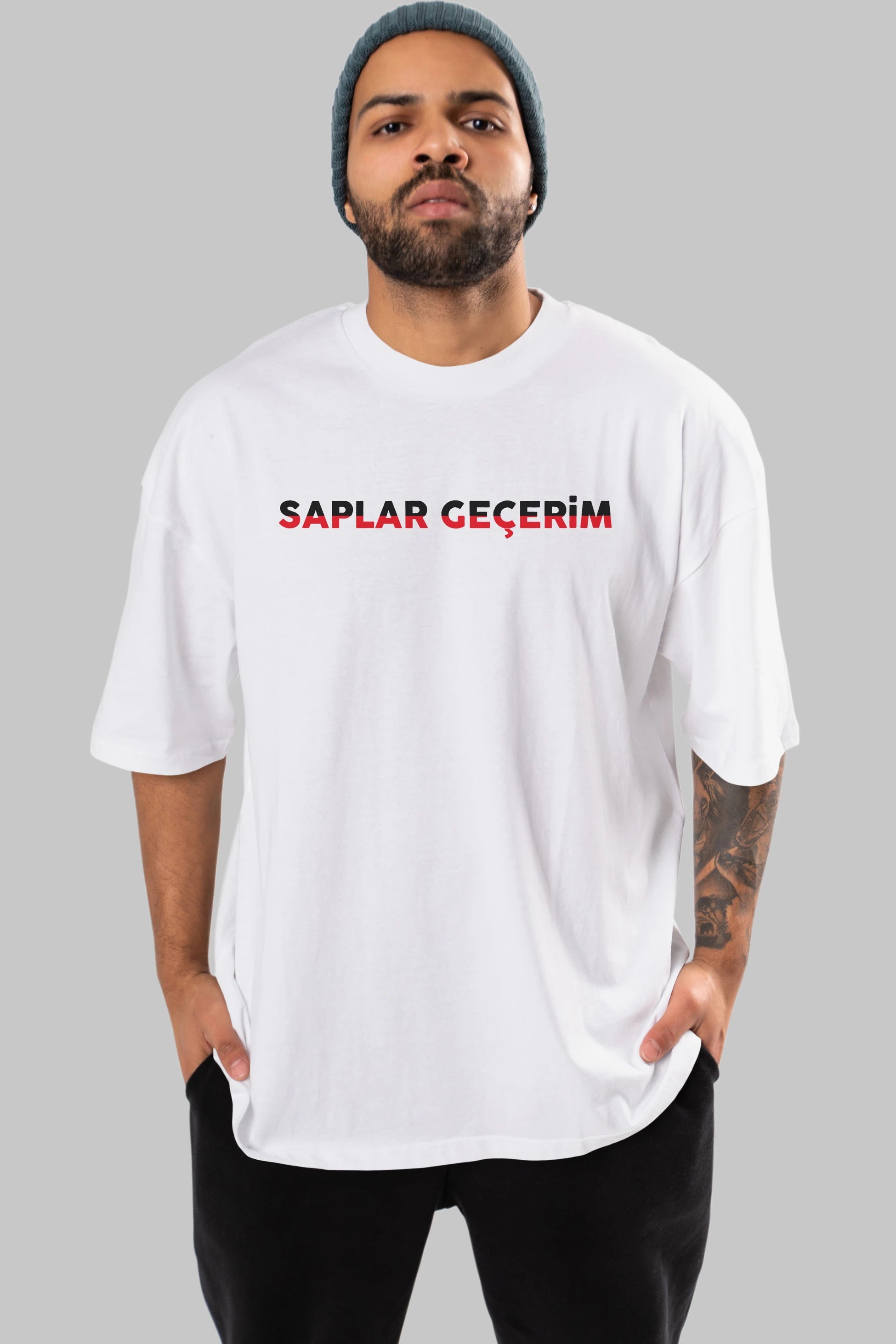Saplar Geçerim Ön Baskılı Oversize t-shirt %100 pamuk Erkek Kadın Unisex