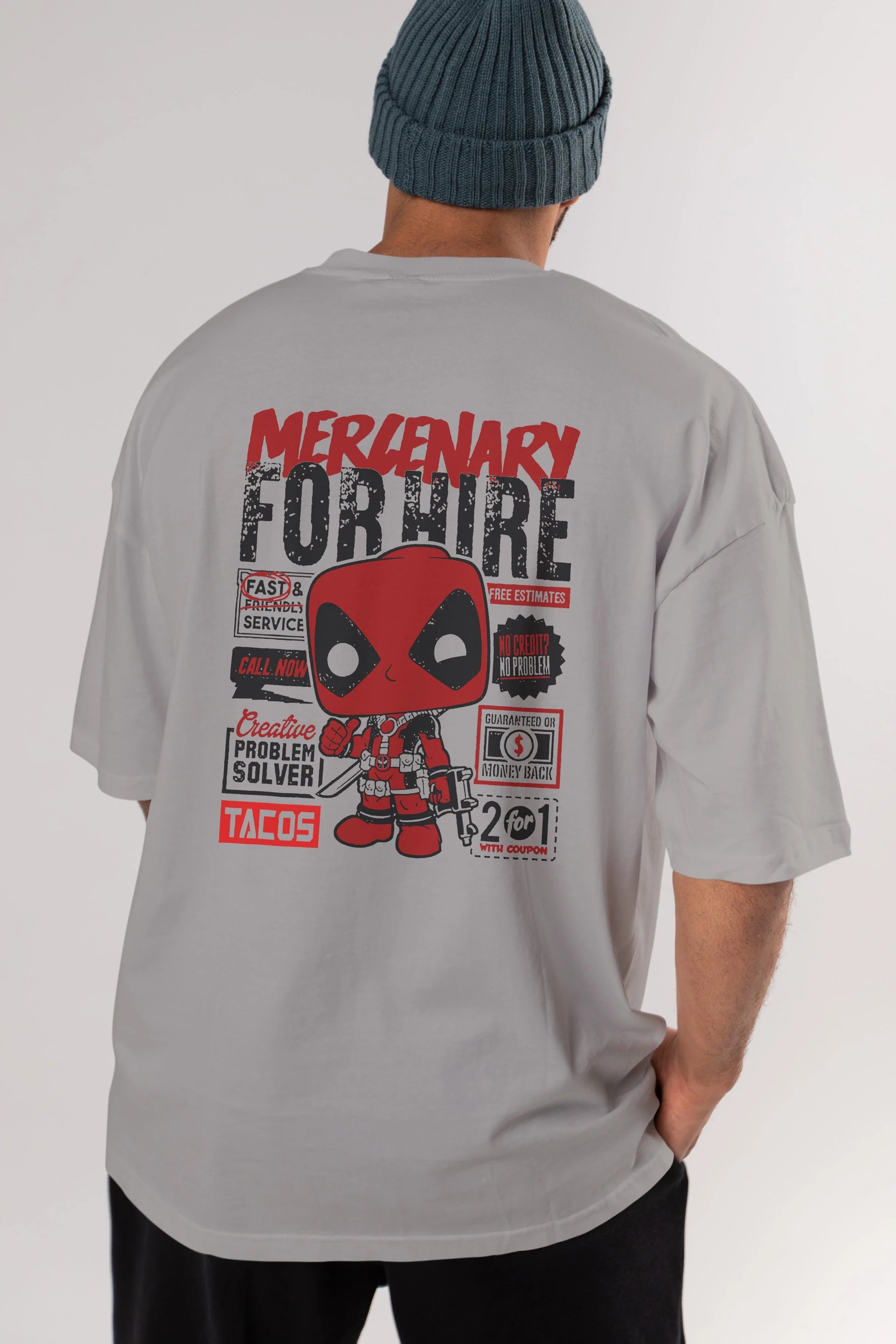 Deadpool (18) Arka Baskılı Oversize t-shirt Erkek Kadın Unisex %100 Pamuk Bisiklet Yaka tişort