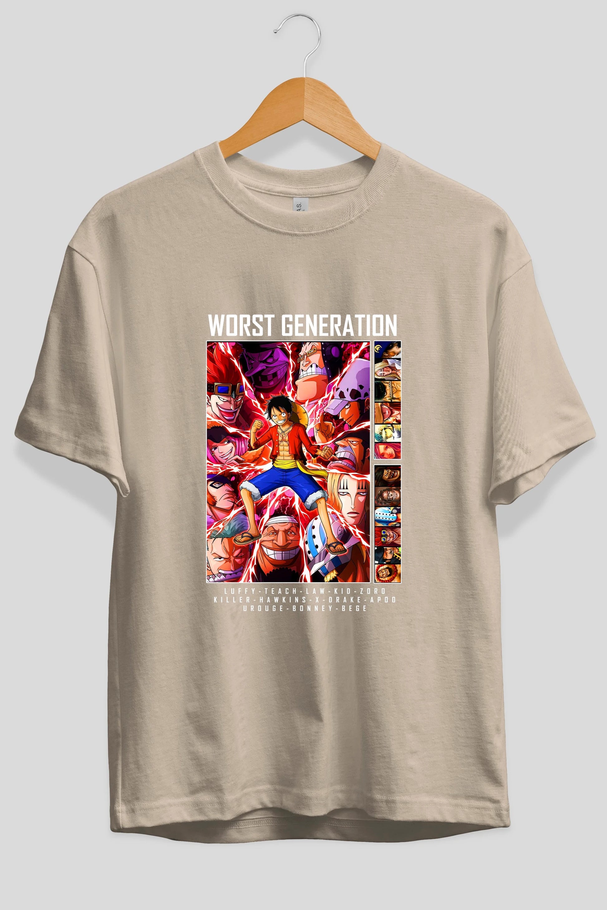 Worst Generation Anime Ön Baskılı Oversize t-shirt Erkek Kadın Unisex