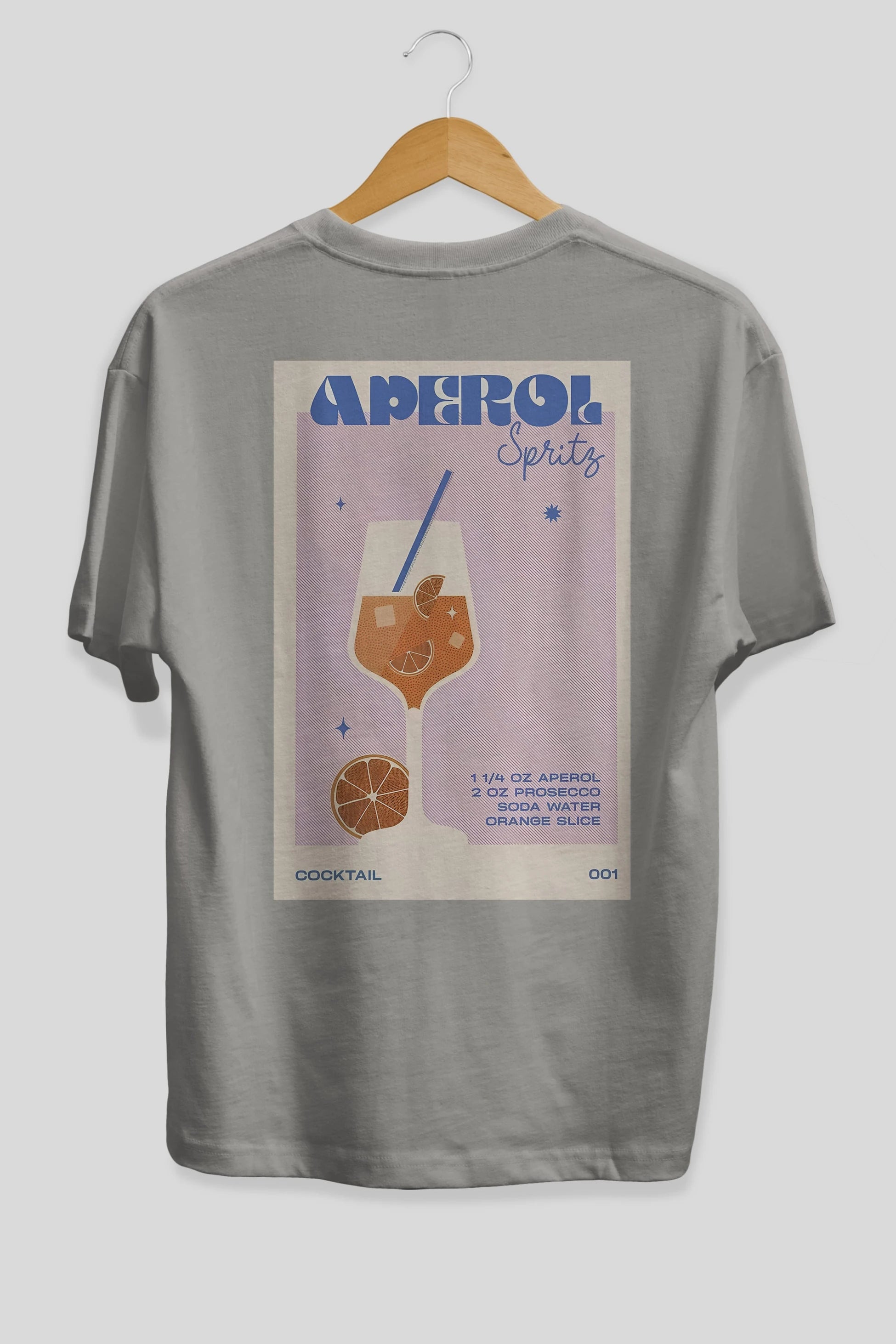 Aperol Spritz Arka Baskılı Oversize t-shirt Erkek Kadın Unisex %100 Pamuk Bisiklet Yaka tişort