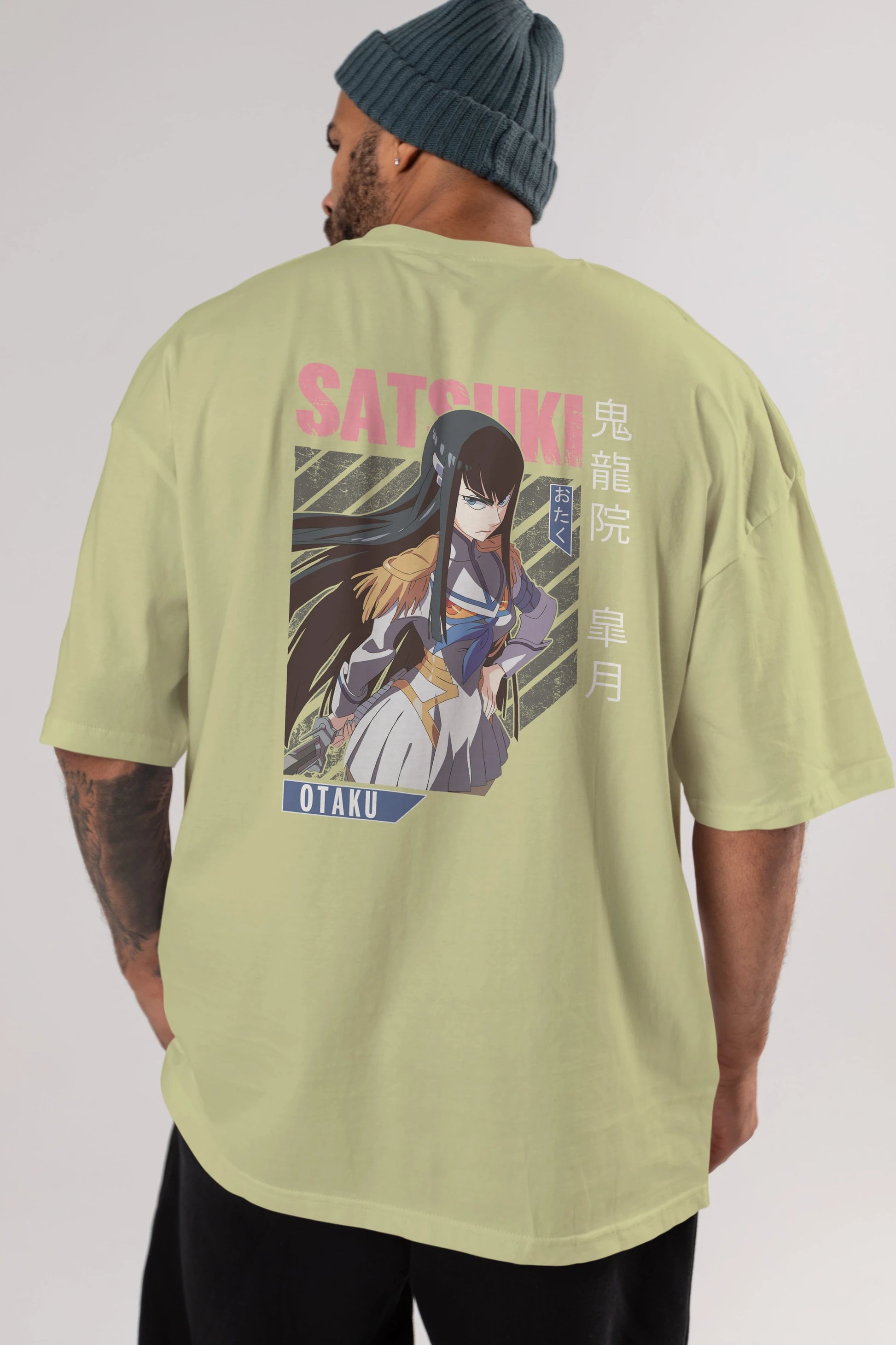 Satsuki Kiryuuin 8 Anime Arka Baskılı Oversize t-shirt Erkek Kadın Unisex