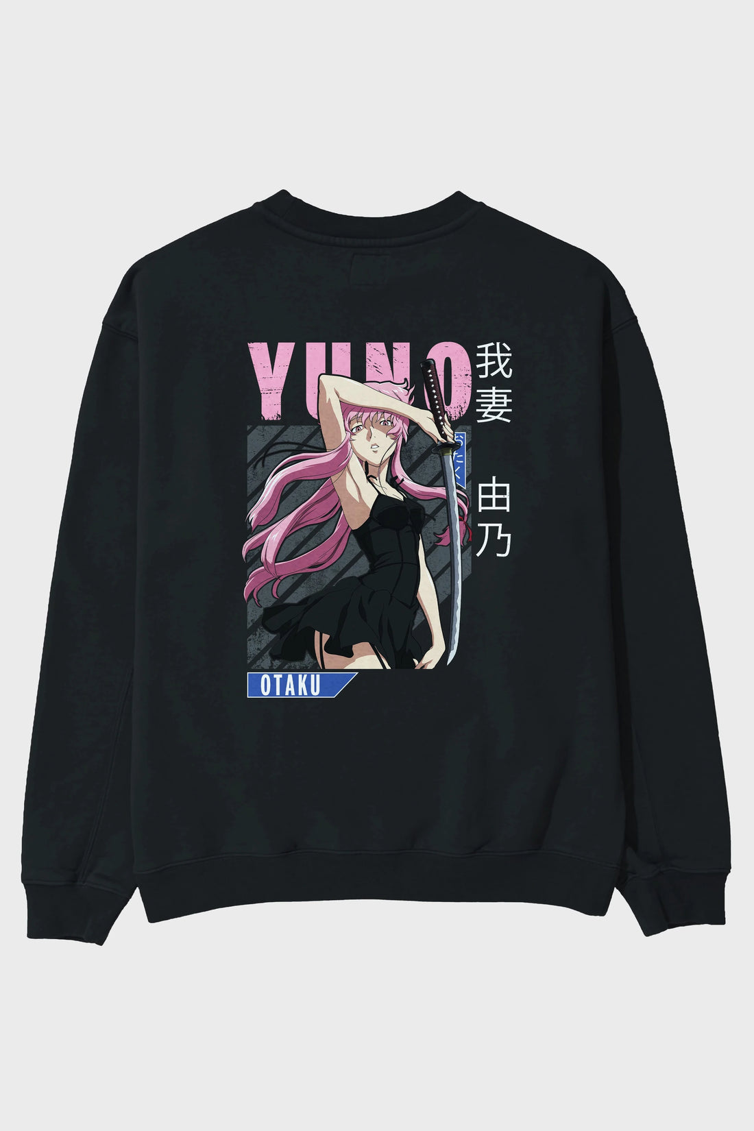 Yuno Gasai 5 Anime Arka Baskılı Oversize Sweatshirt Erkek Kadın Unisex