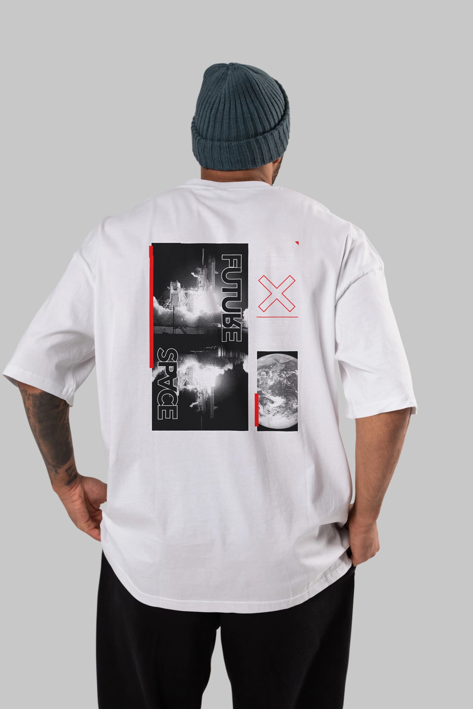 Future Space Arka Baskılı Oversize t-shirt Erkek Kadın Unisex