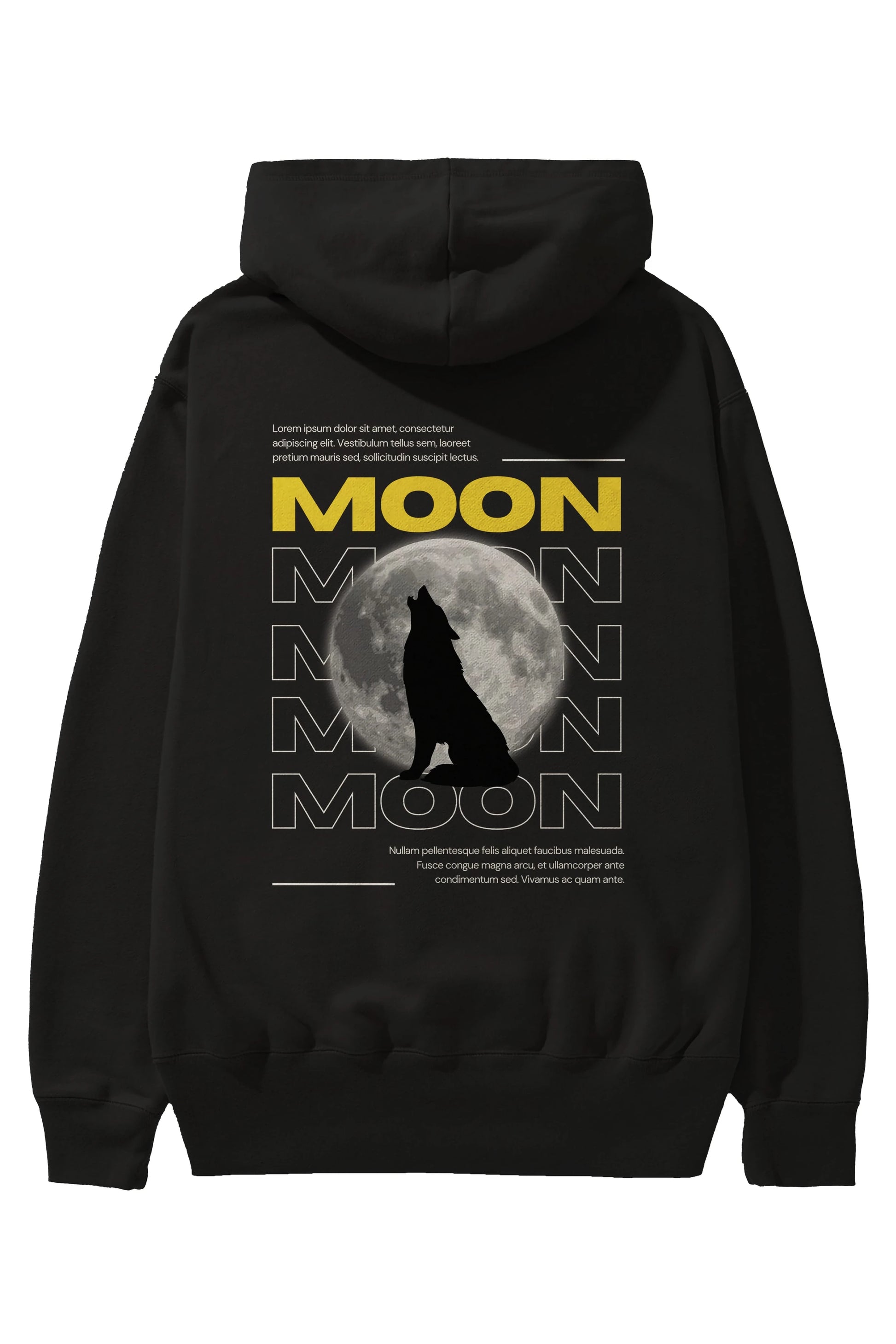 Moon Arka Baskılı Oversize Hoodie Kapüşonlu Sweatshirt Erkek Kadın Unisex
