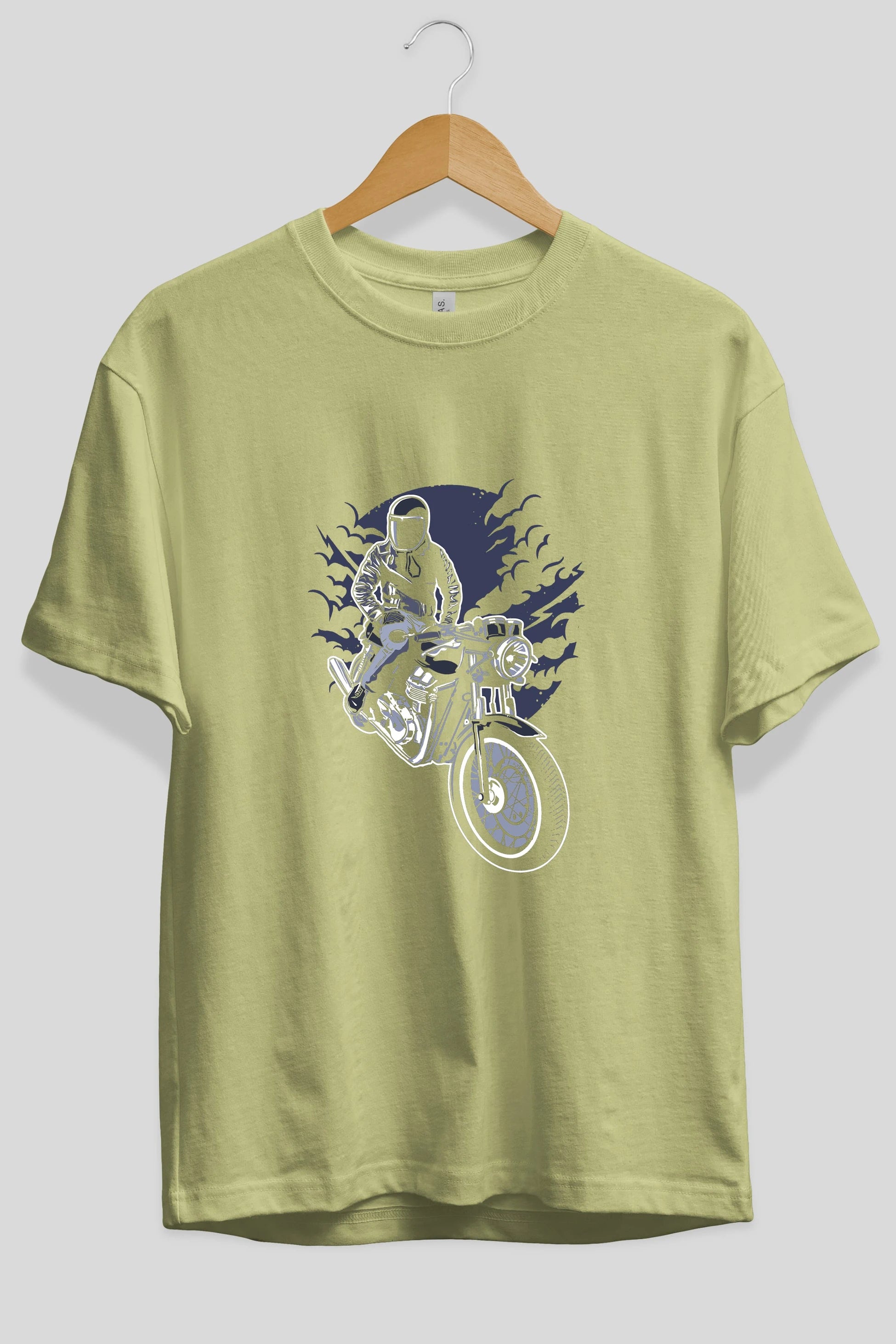 Night Rider Ön Baskılı Oversize t-shirt Erkek Kadın Unisex %100 Pamuk tişort