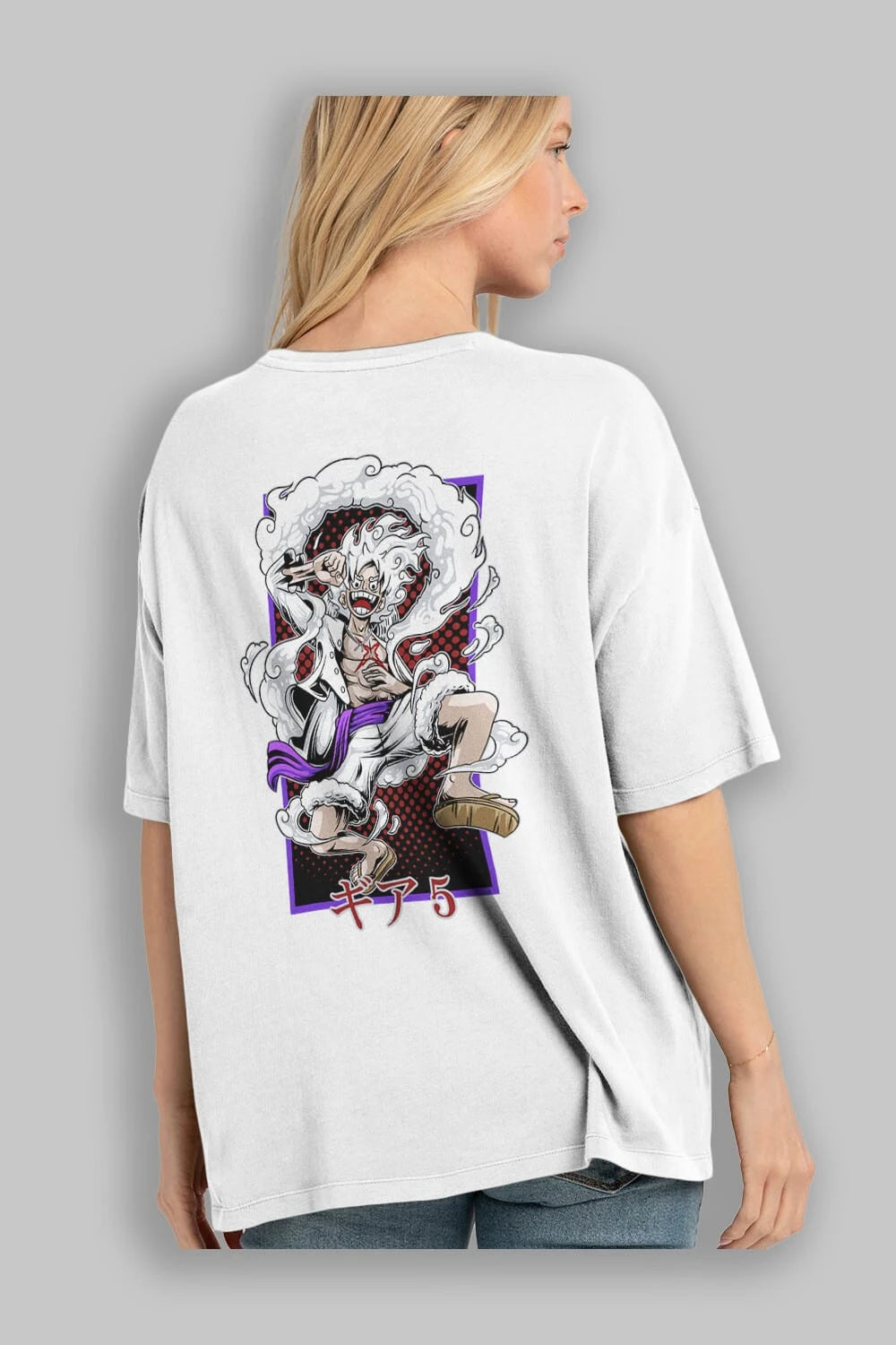 LUFFY GEAR 5 RECUADRO Anime Arka Baskılı Oversize t-shirt Erkek Kadın Unisex