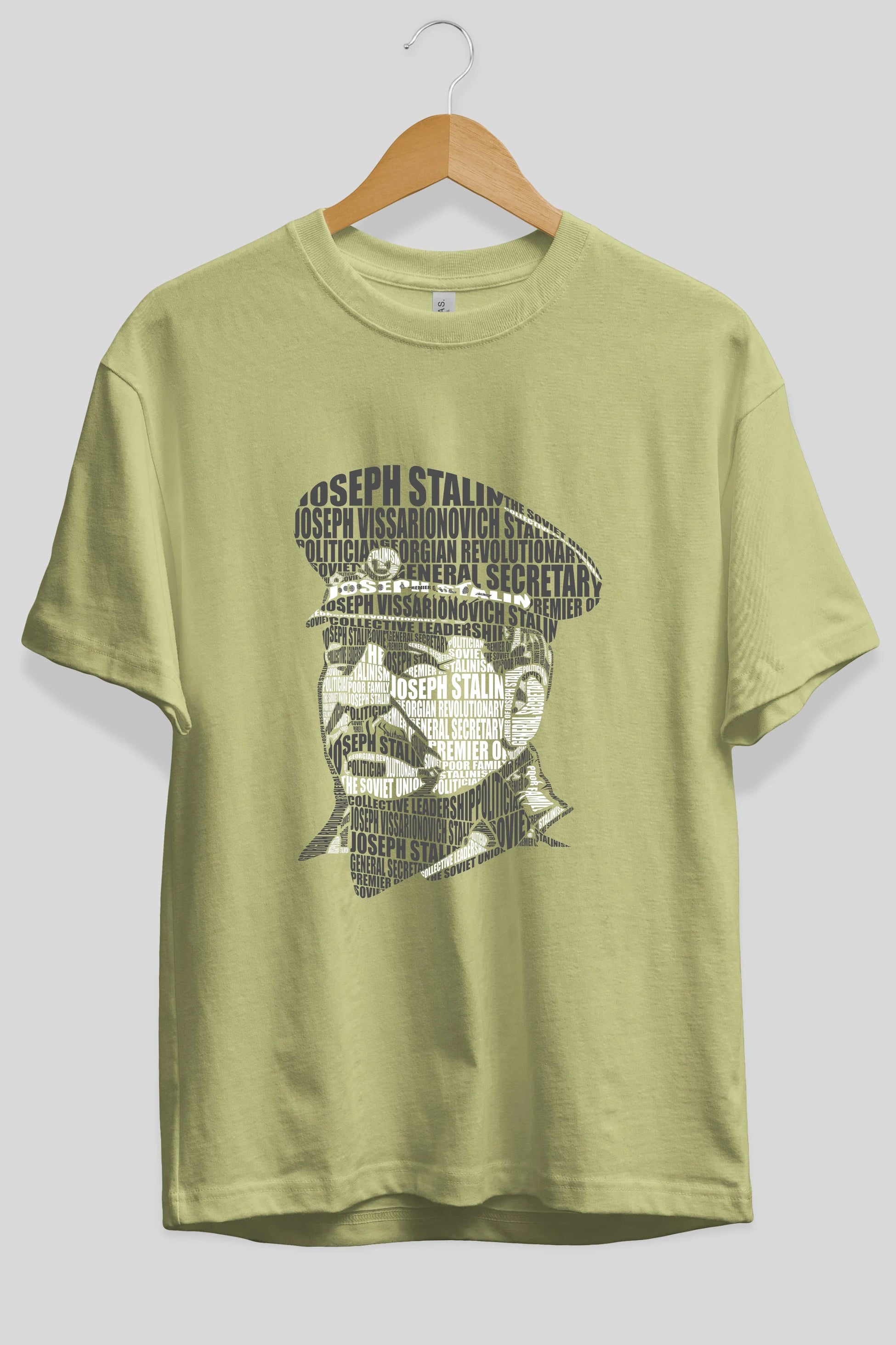 Joseph Stalin Calligram Ön Baskılı Oversize t-shirt %100 pamuk Erkek Kadın Unisex