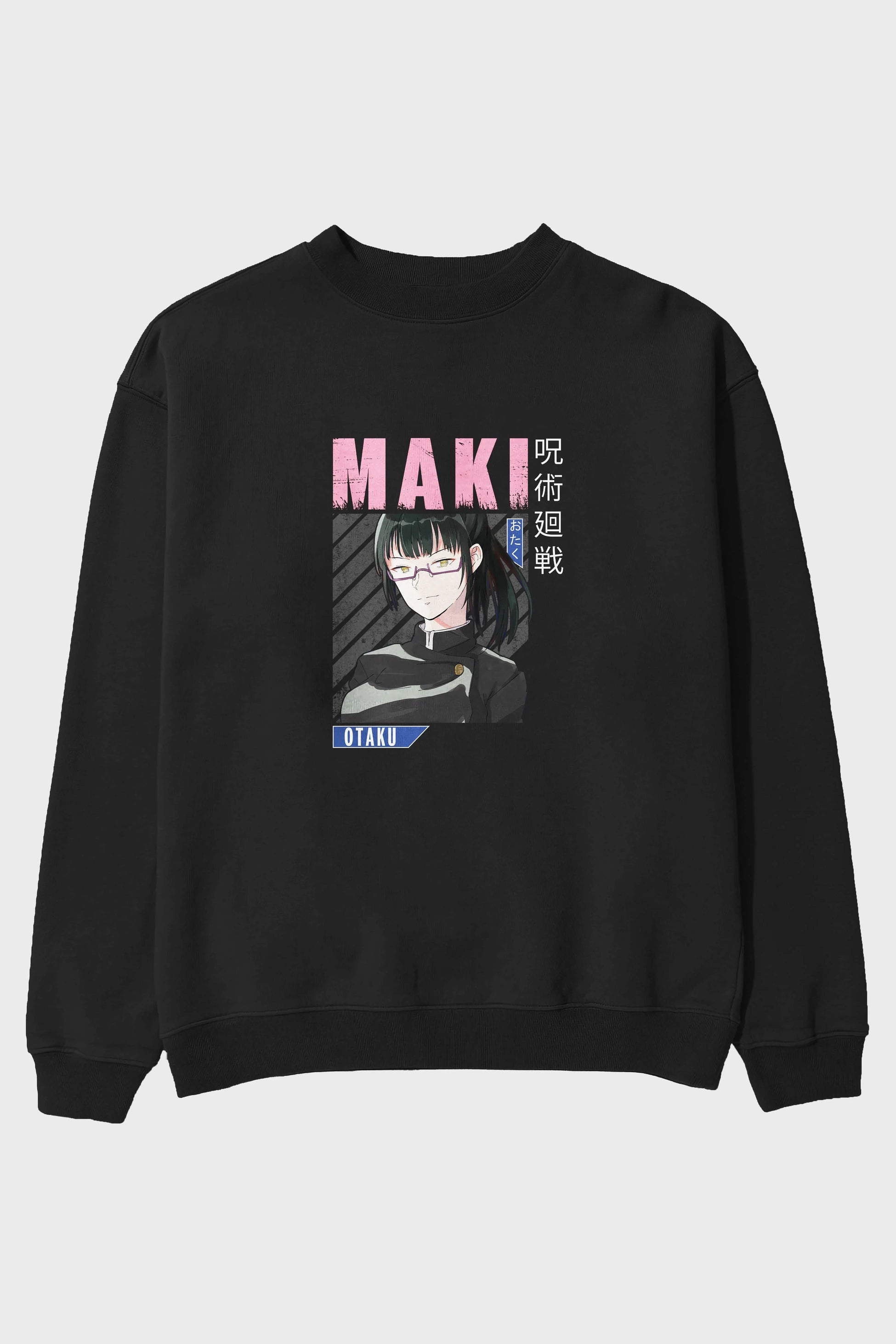 Maki Zenin CHAINSAWMAN 1 Anime Ön Baskılı Oversize Sweatshirt Erkek Kadın Unisex
