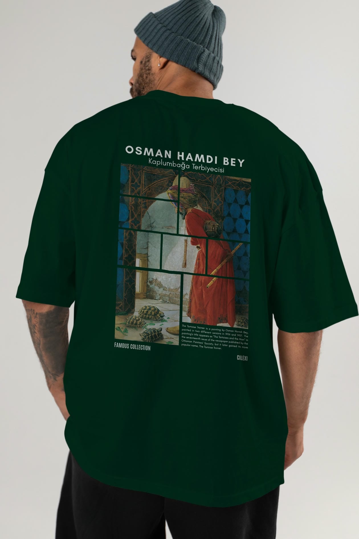 Osman Hamdi Bey Arka Baskılı Oversize t-shirt Erkek Kadın Bisiklet Yaka Pamuk tişort