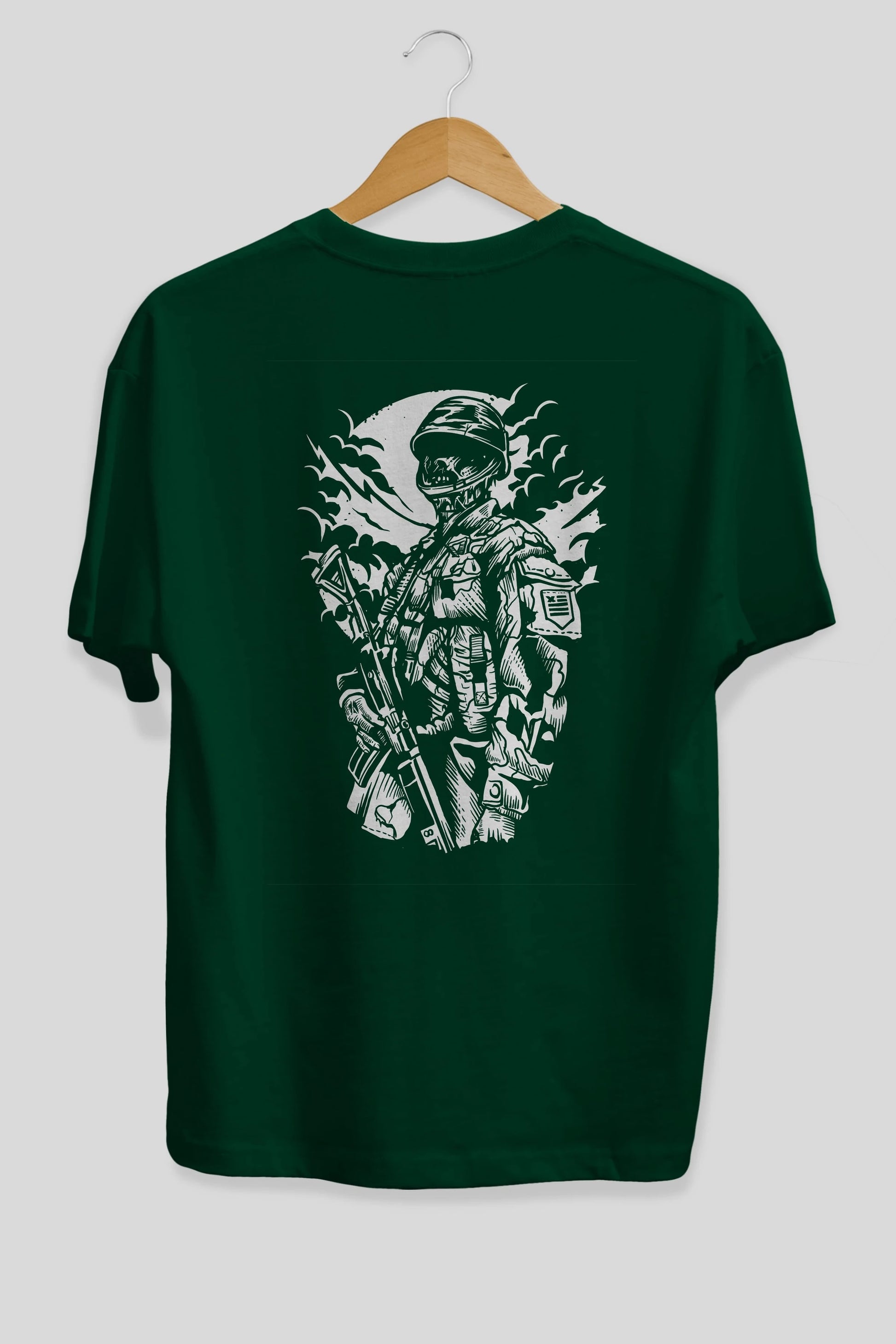 Zombie Soldier Arka Baskılı Oversize t-shirt Erkek Kadın Unisex %100 Pamuk